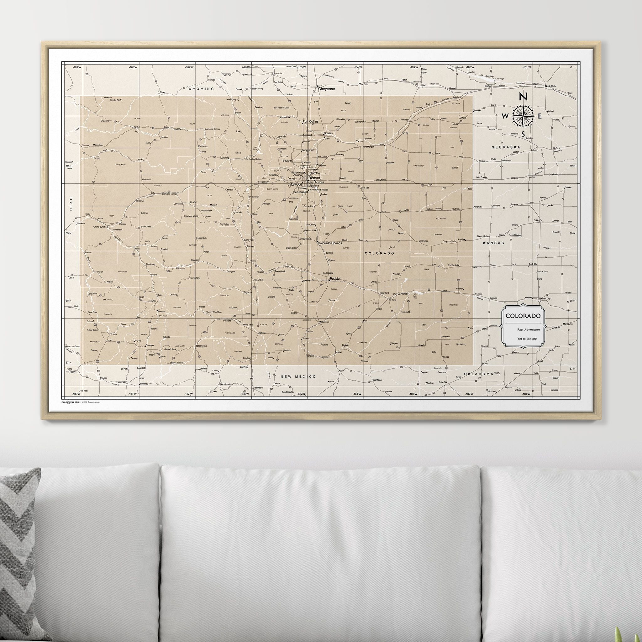 Push Pin Colorado Map (Pin Board) - Light Brown Color Splash CM Pin Board