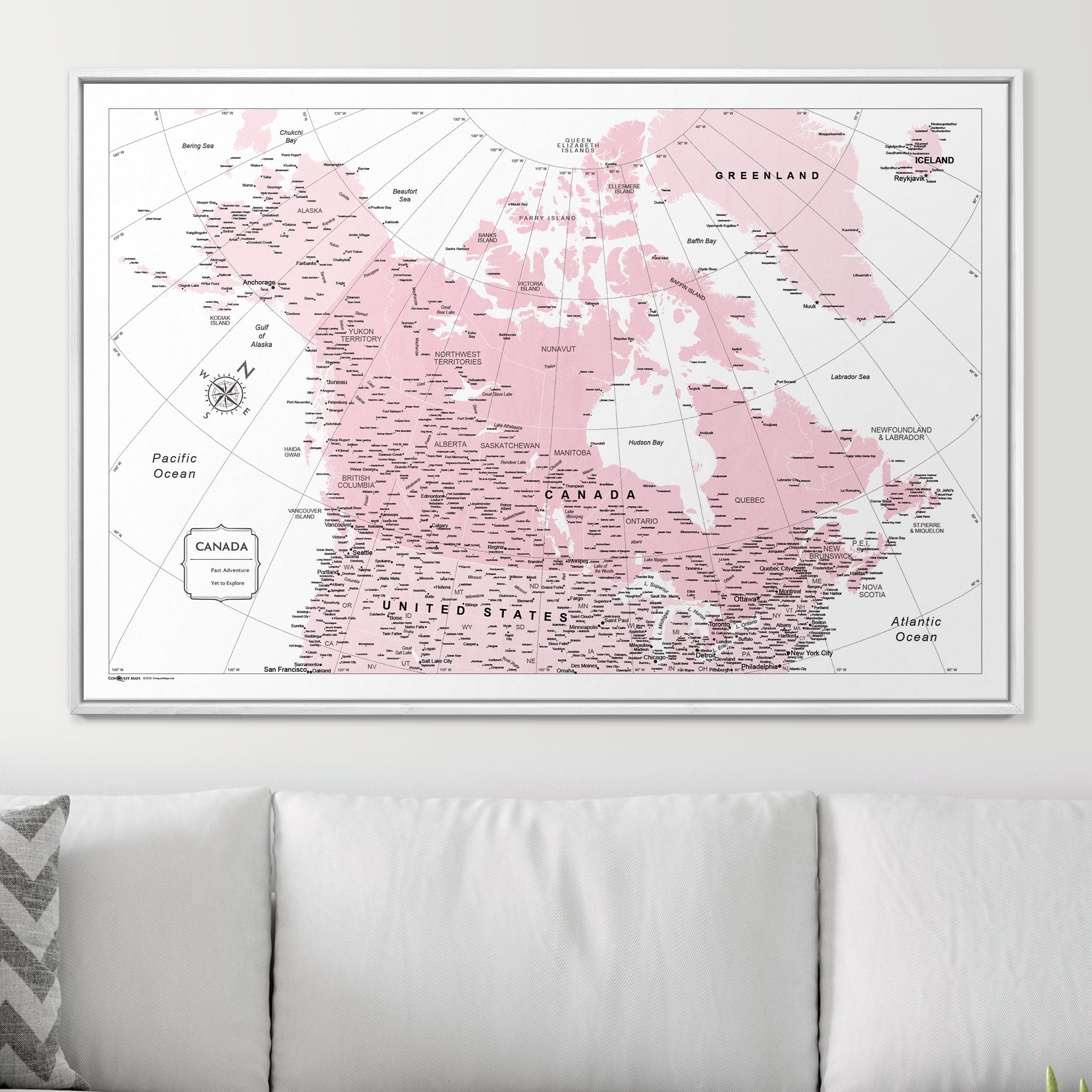 Push Pin Canada Map (Pin Board) - Pink Color Splash CM Pin Board