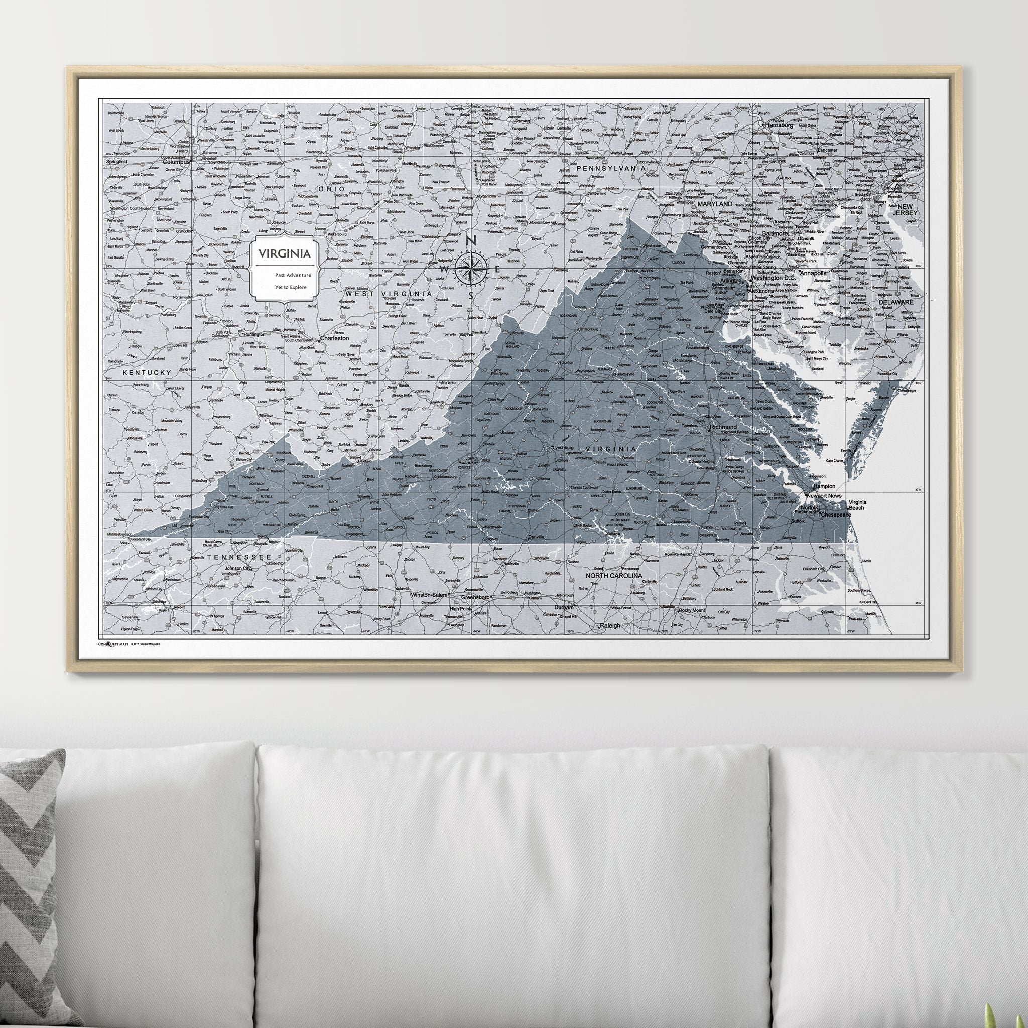Push Pin Virginia Map (Pin Board) - Dark Gray Color Splash CM Pin Board