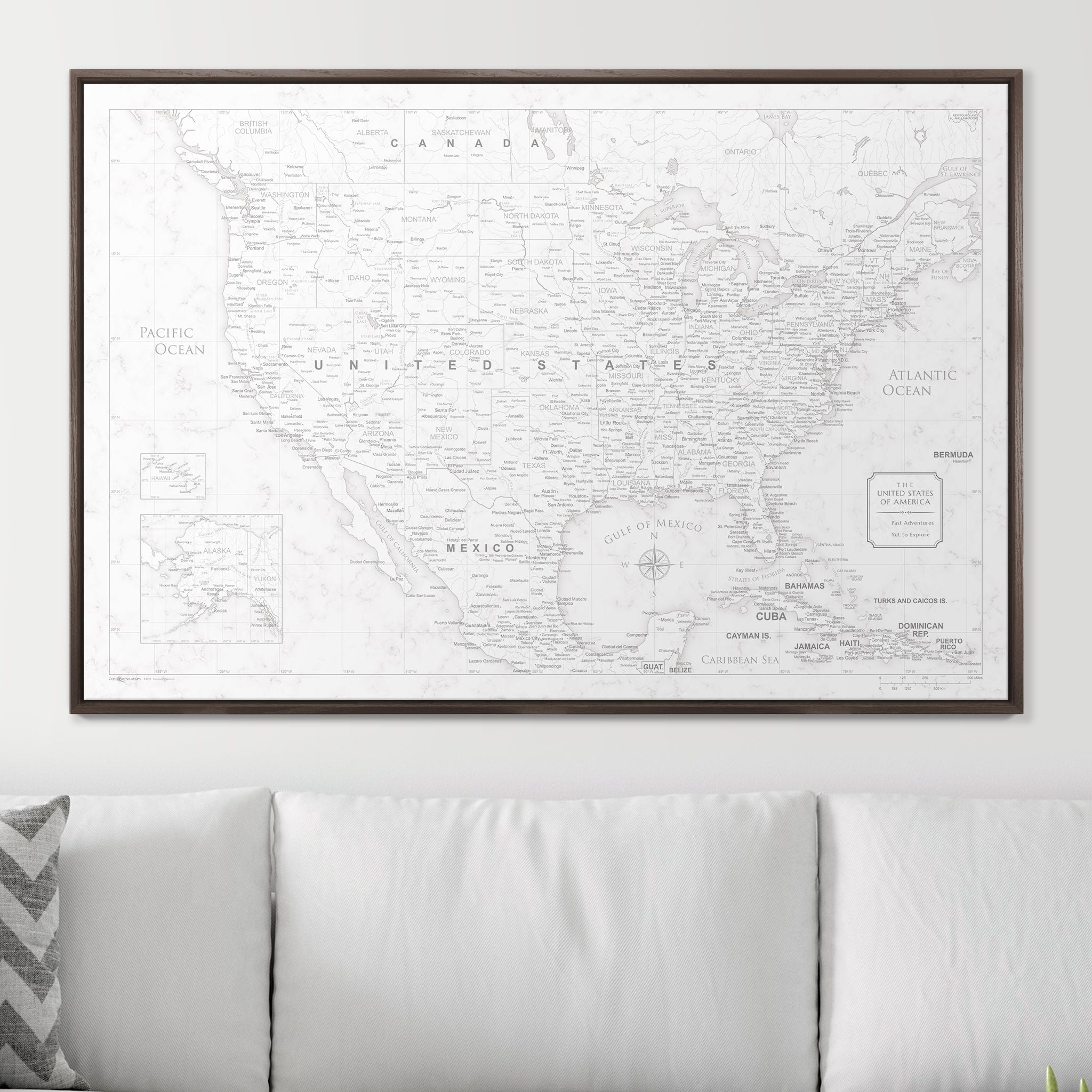 Push Pin USA Map (Pin Board) - Classic Marble CM Pin Board