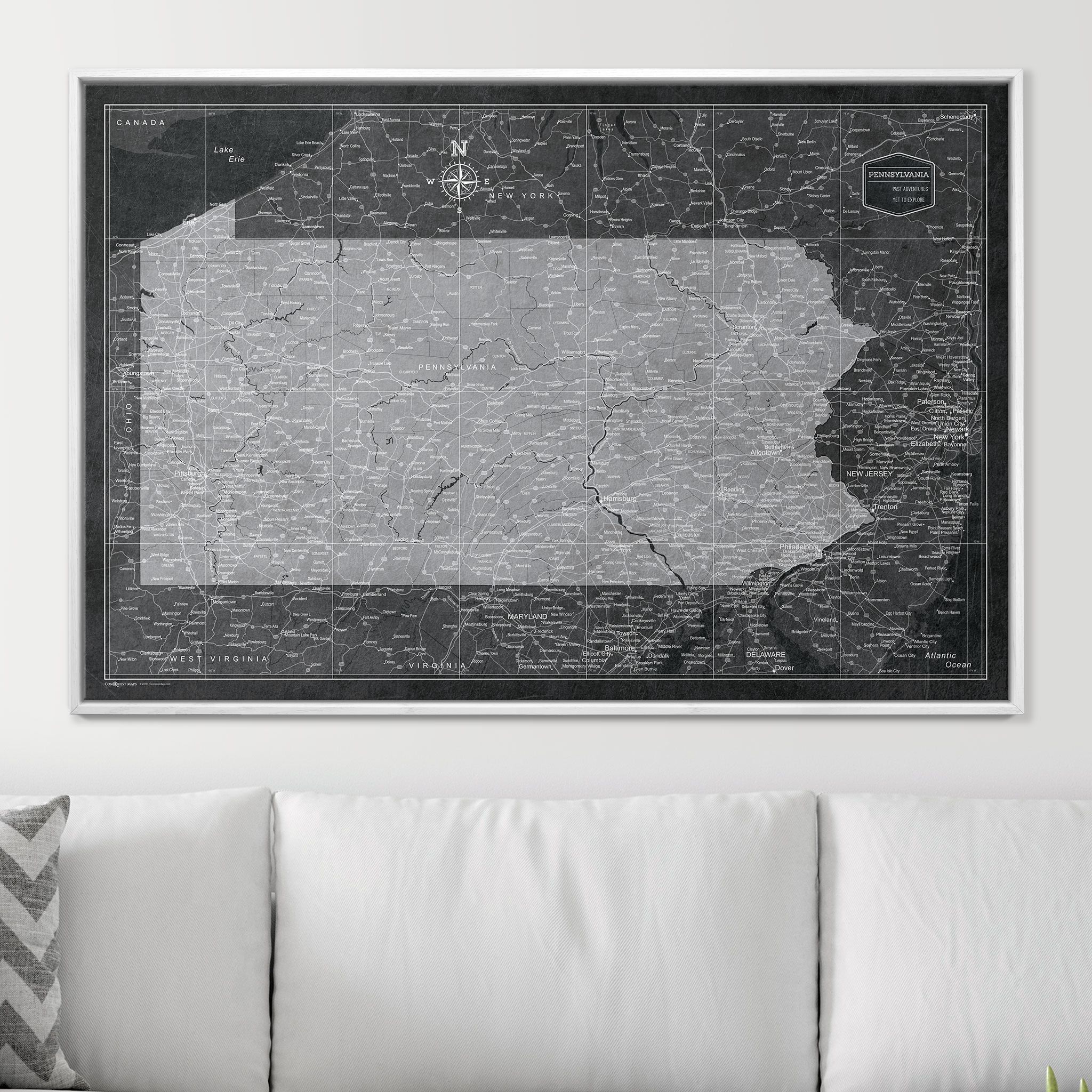 Push Pin Pennsylvania Map (Pin Board) - Modern Slate CM Pin Board