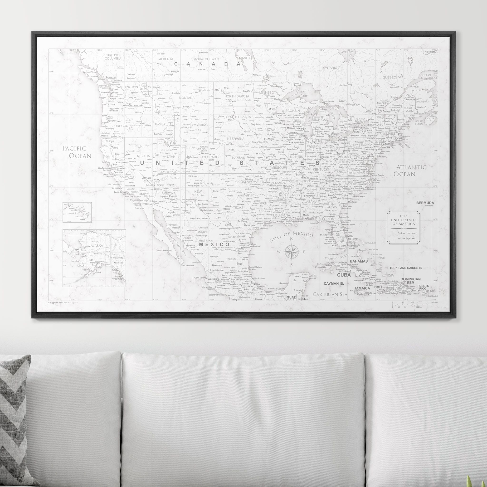 Push Pin USA Map (Pin Board) - Classic Marble CM Pin Board