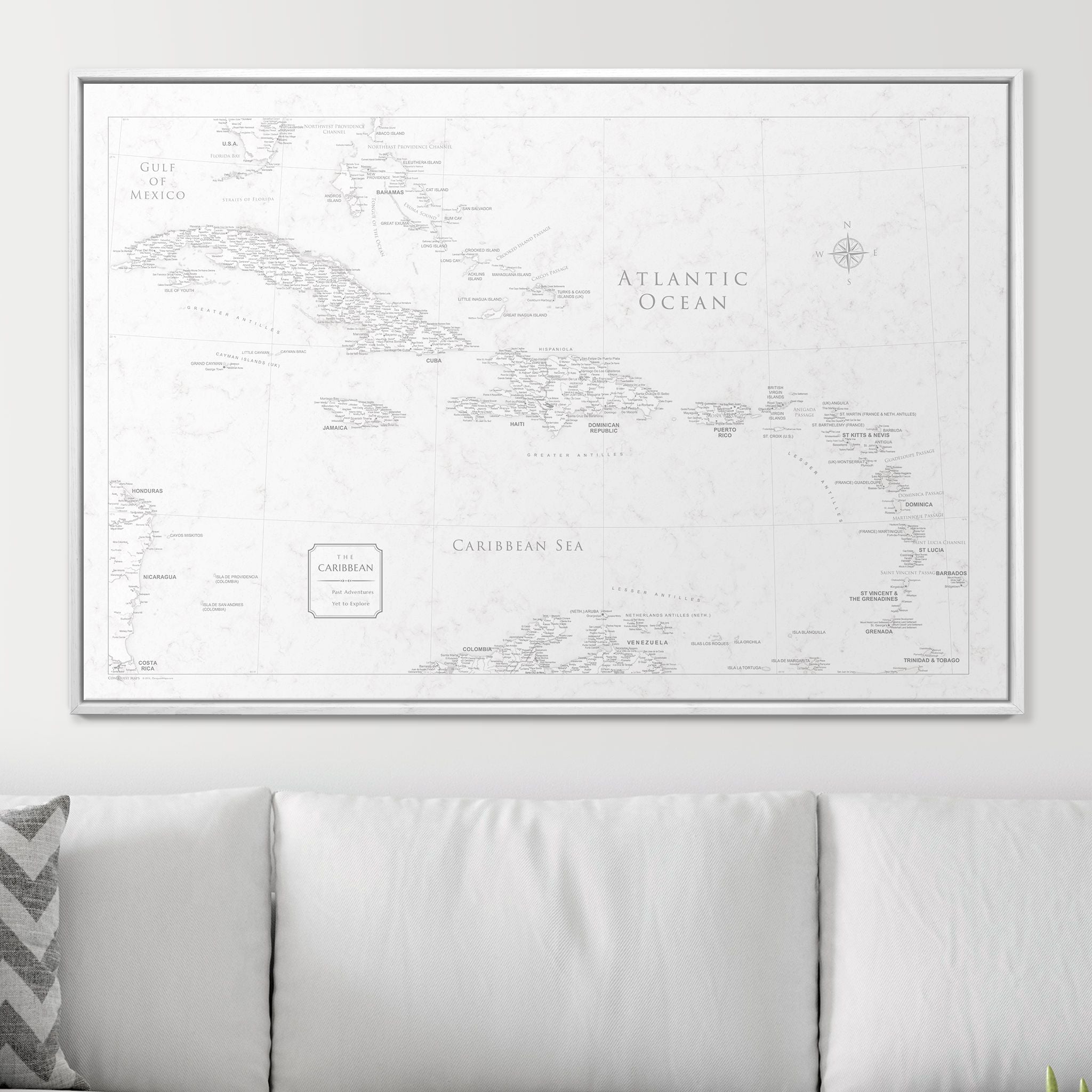 Push Pin Caribbean Map (Pin Board) - Classic Marble CM Pin Board