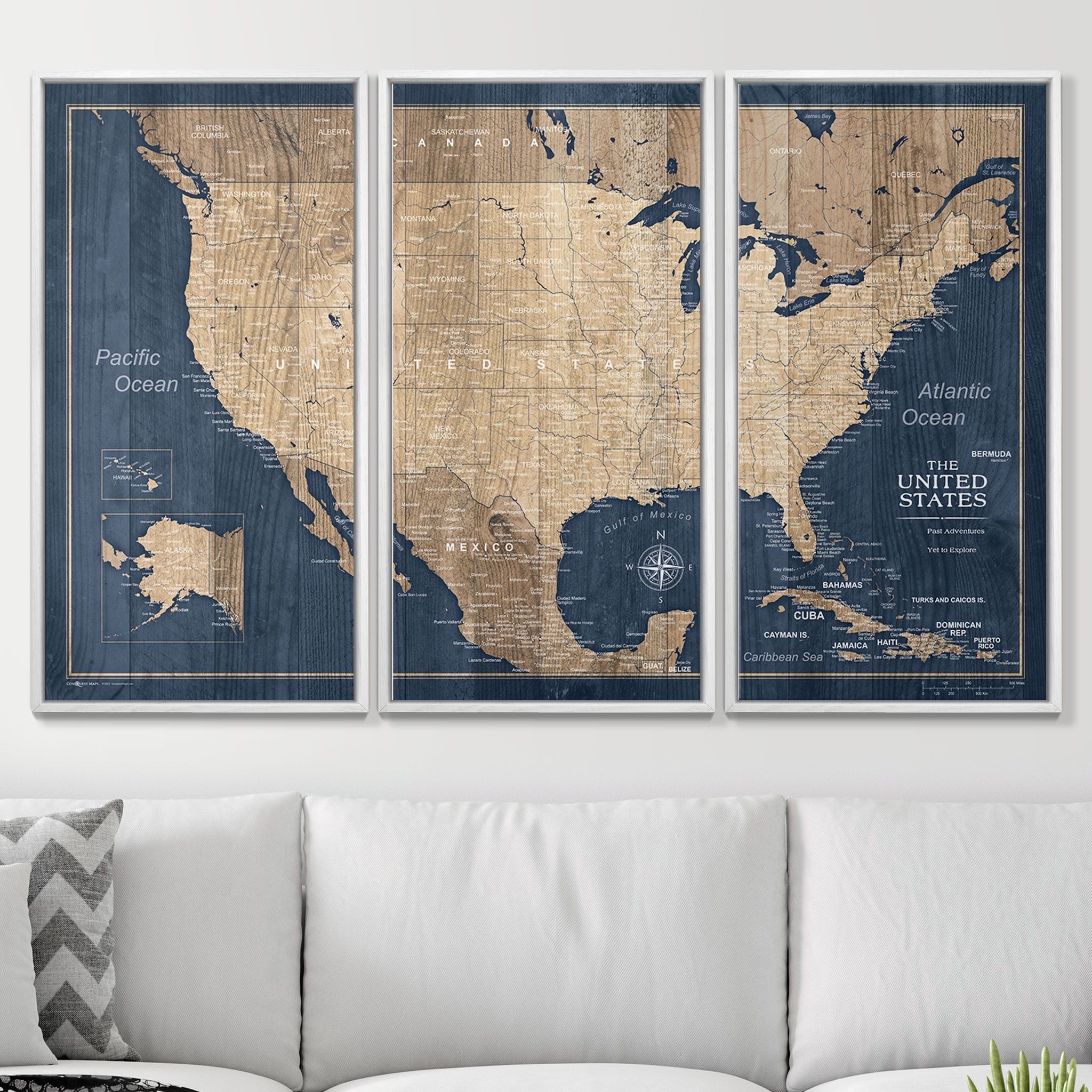 Push Pin USA Map (Pin Board) - Deep-Sea Drift - Overstock Sale! CM Pin Board