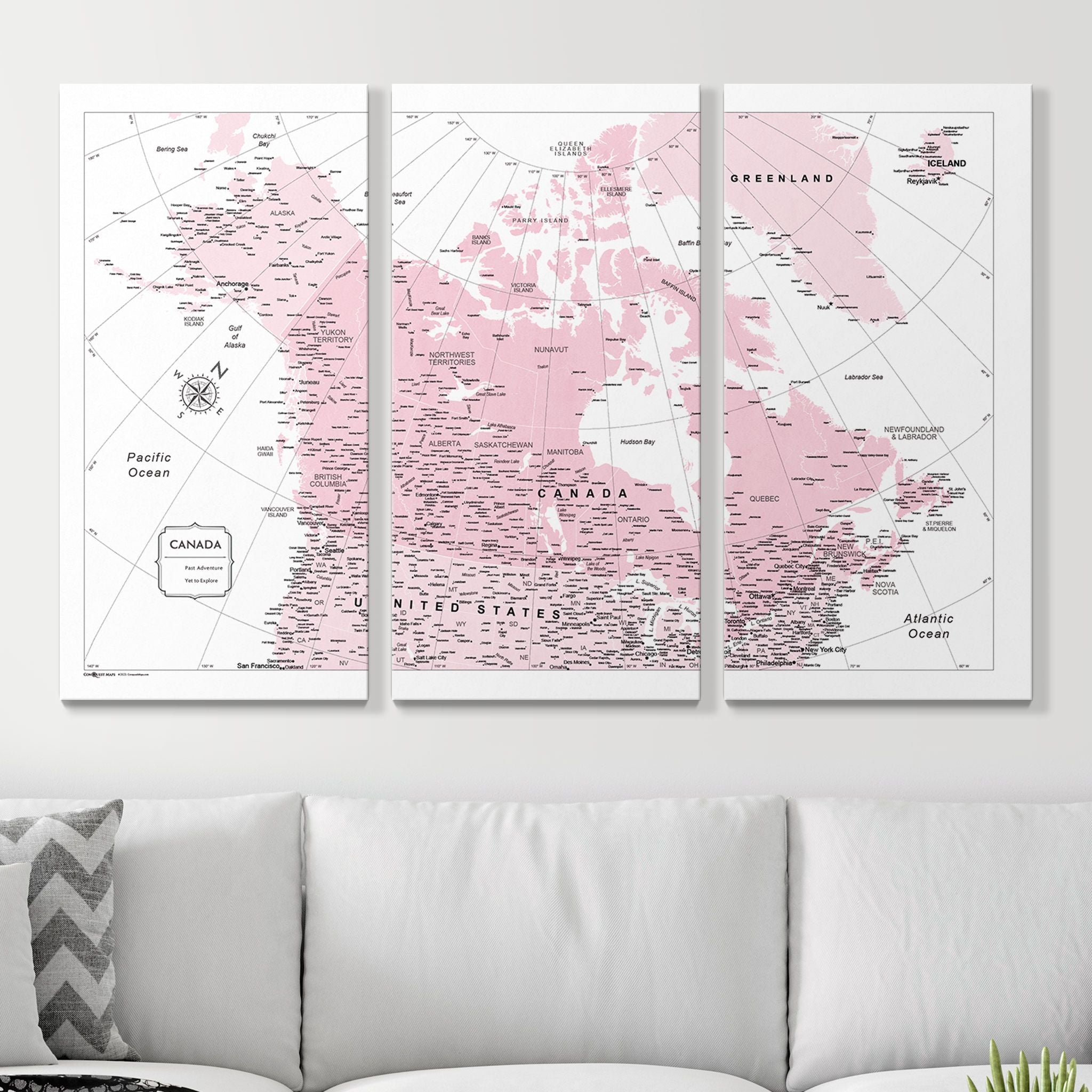 Push Pin Canada Map (Pin Board) - Pink Color Splash CM Pin Board
