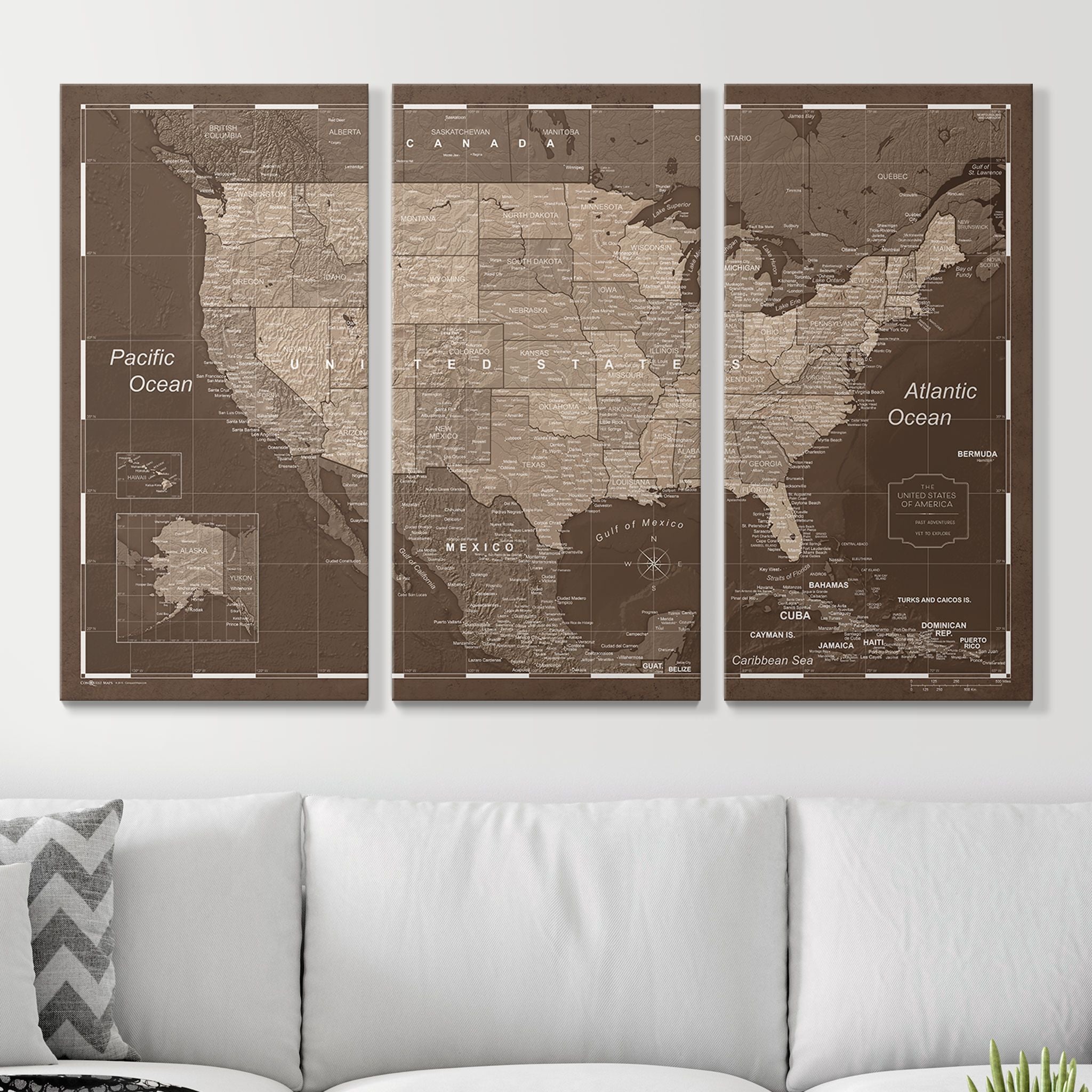 Push Pin USA Map (Pin Board) - Deep Espresso CM Pin Board