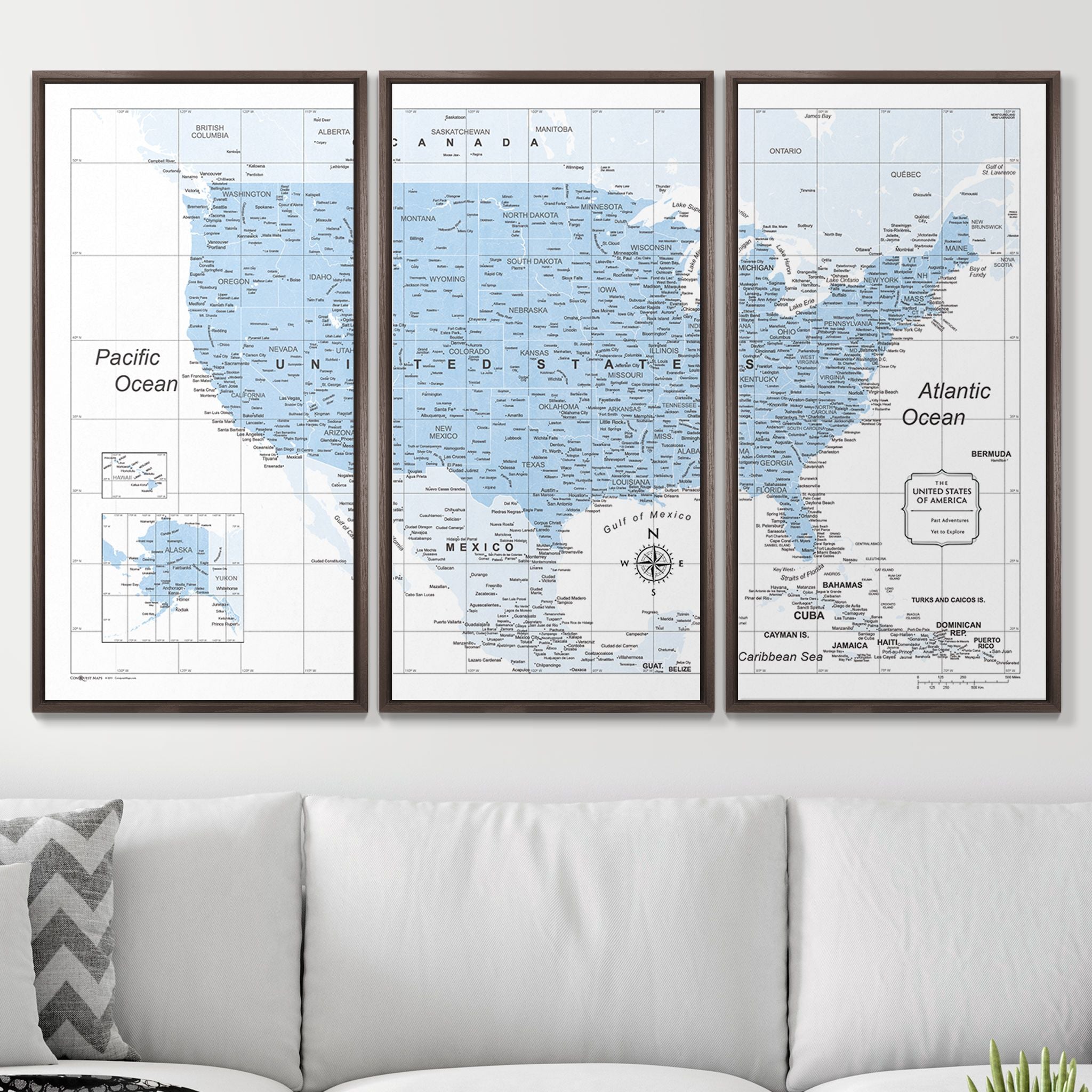 Push Pin USA Map (Pin Board) - Light Blue Color Splash CM Pin Board