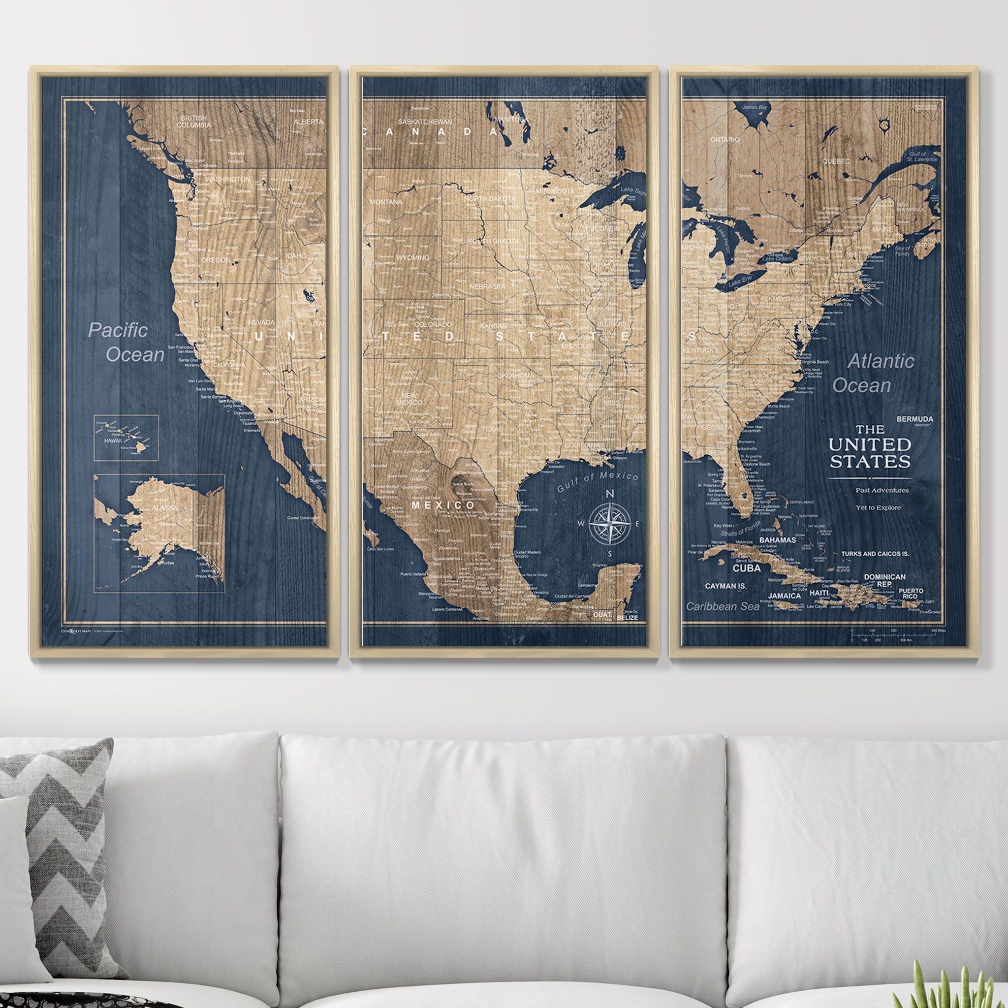 Push Pin USA Map (Pin Board) - Deep-Sea Drift - Overstock Sale! CM Pin Board