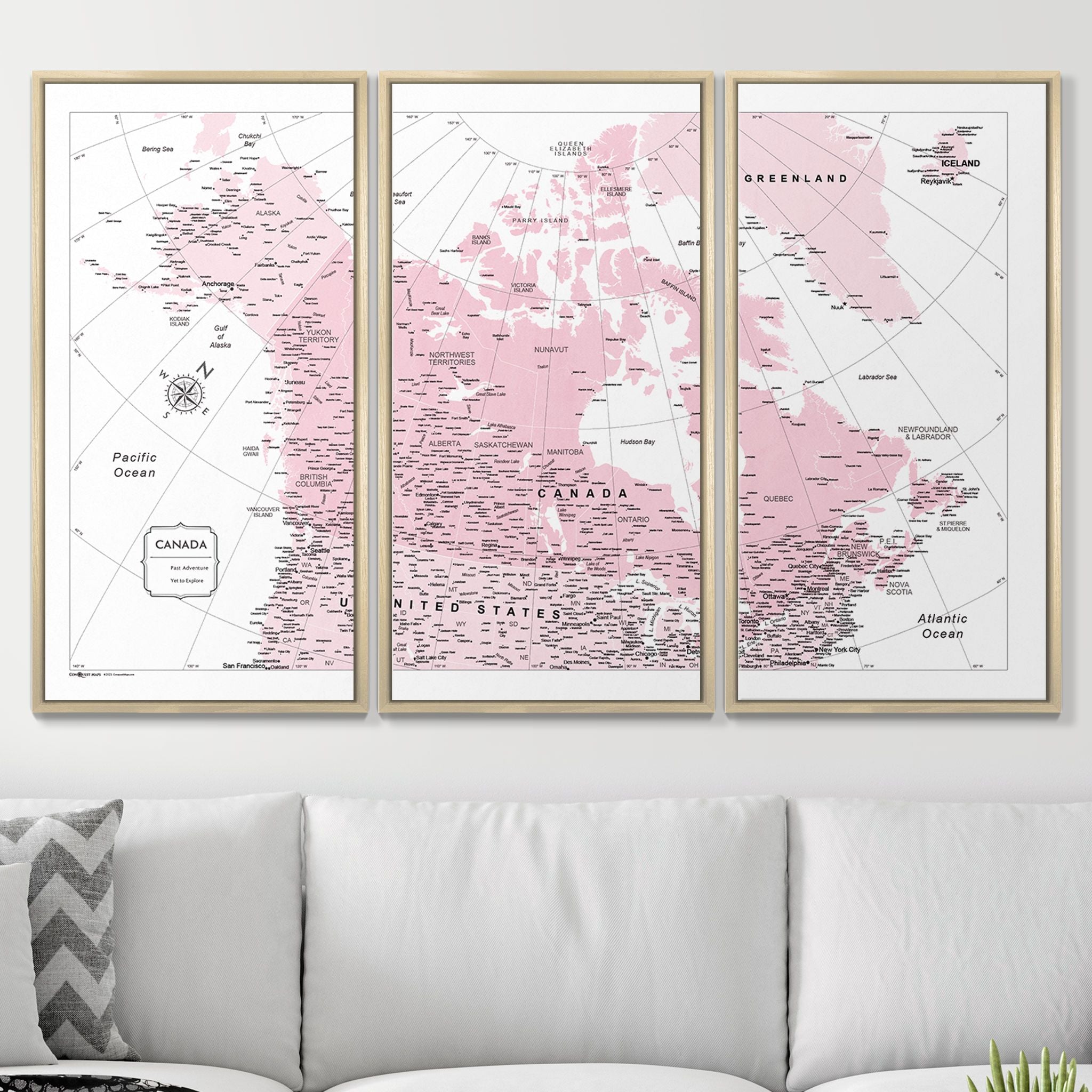 Push Pin Canada Map (Pin Board) - Pink Color Splash CM Pin Board
