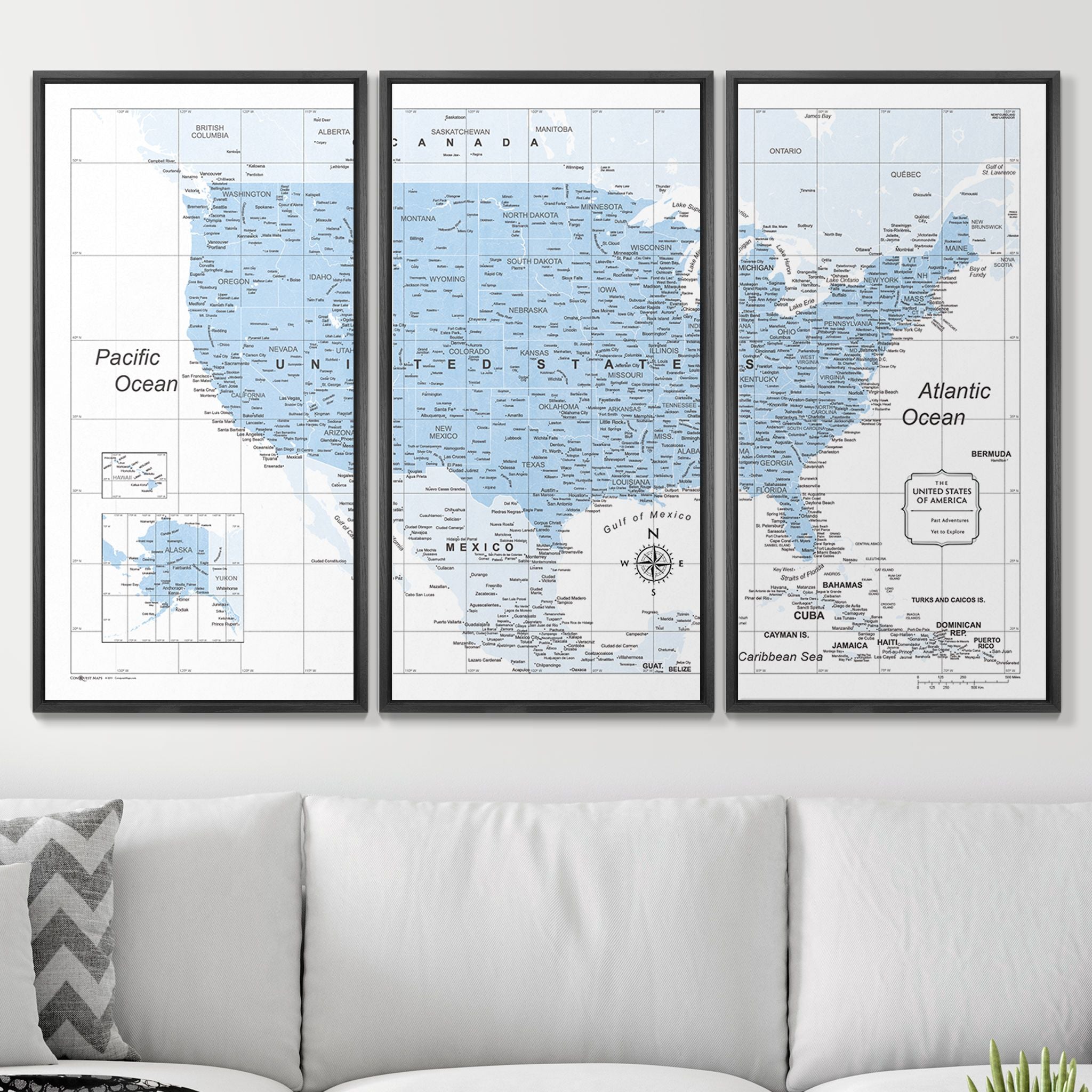 Push Pin USA Map (Pin Board) - Light Blue Color Splash CM Pin Board
