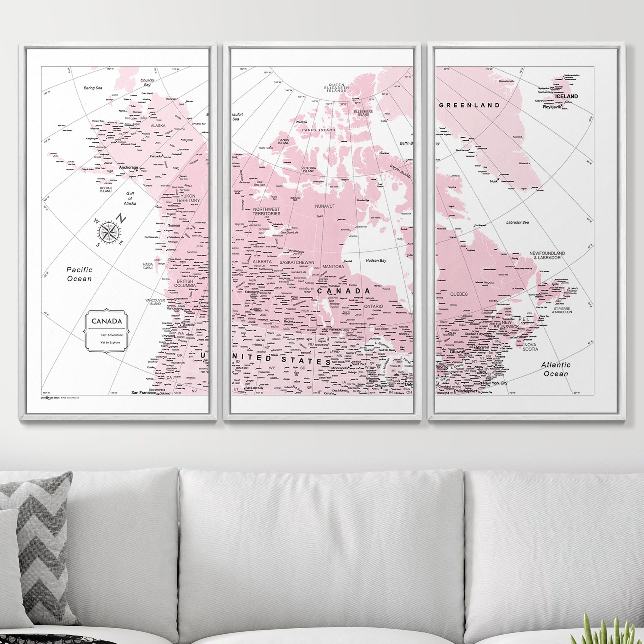 Push Pin Canada Map (Pin Board) - Pink Color Splash CM Pin Board