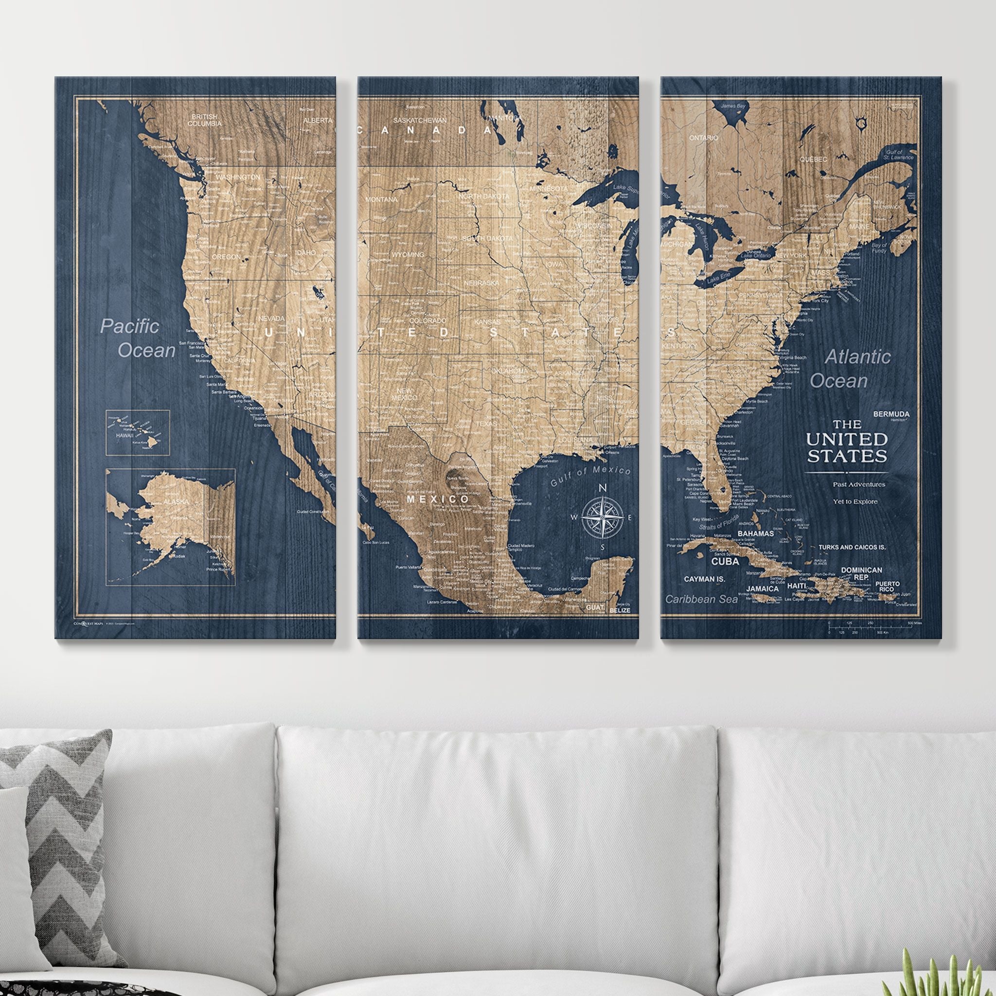 Push Pin USA Map (Pin Board) - Deep-Sea Drift - Overstock Sale! CM Pin Board