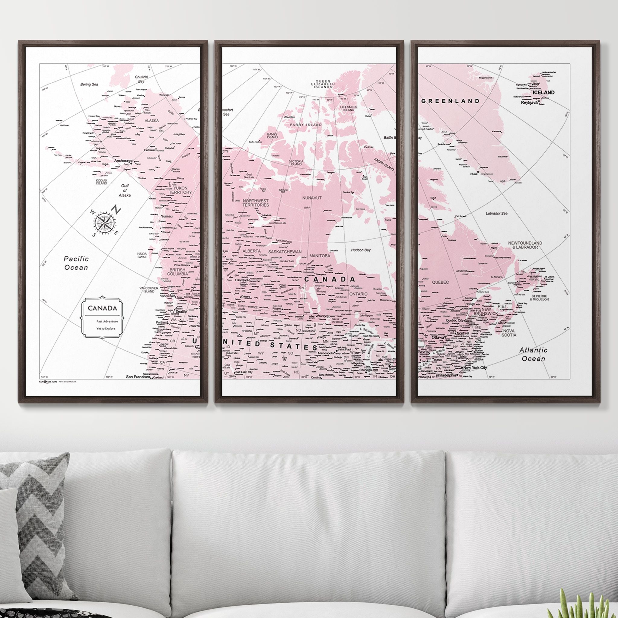 Push Pin Canada Map (Pin Board) - Pink Color Splash CM Pin Board
