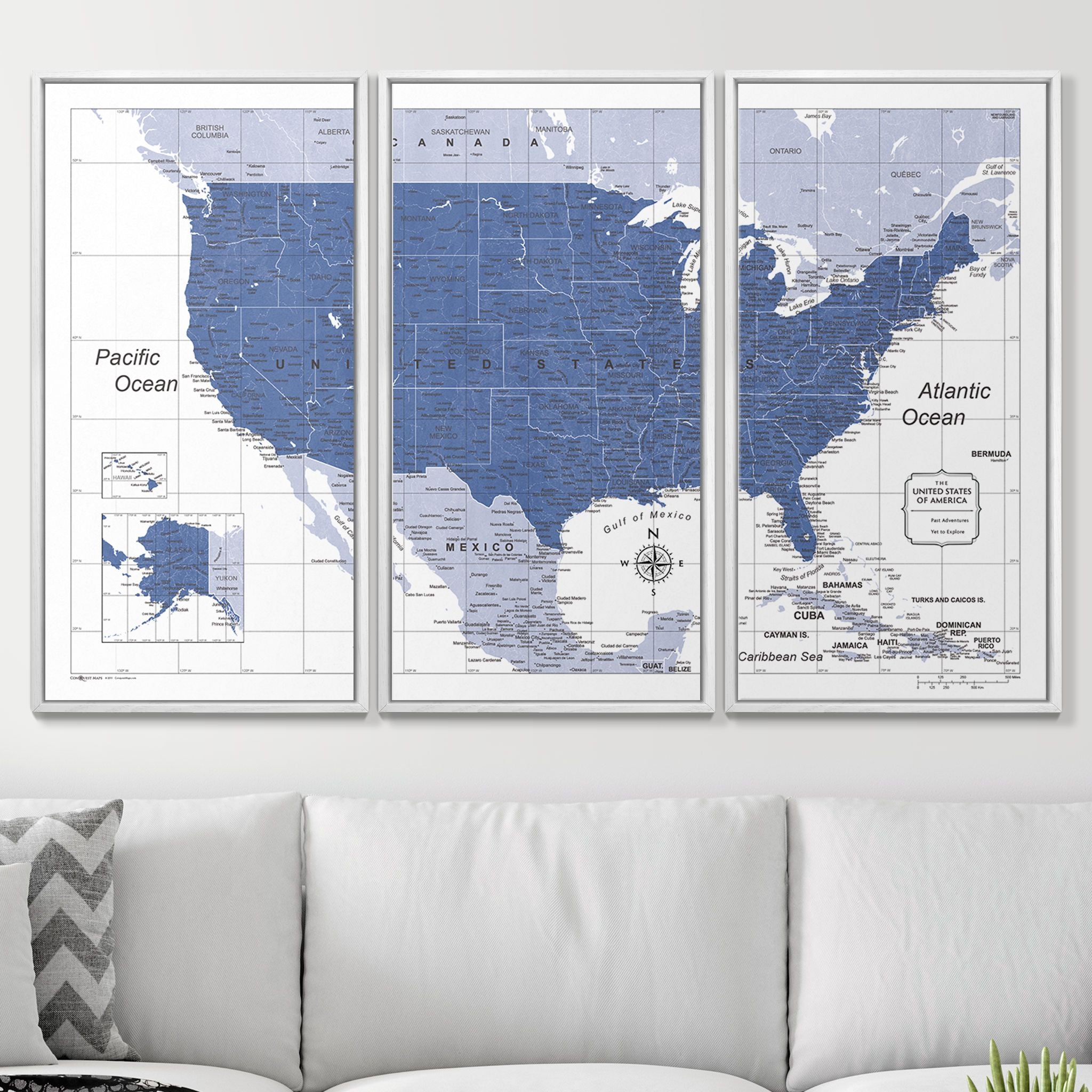 Push Pin USA Map (Pin Board) - Navy Color Splash CM Pin Board
