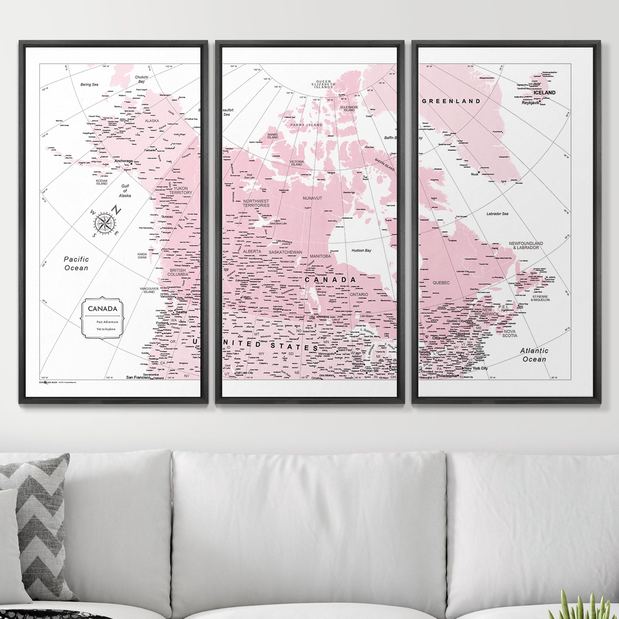 Push Pin Canada Map (Pin Board) - Pink Color Splash CM Pin Board