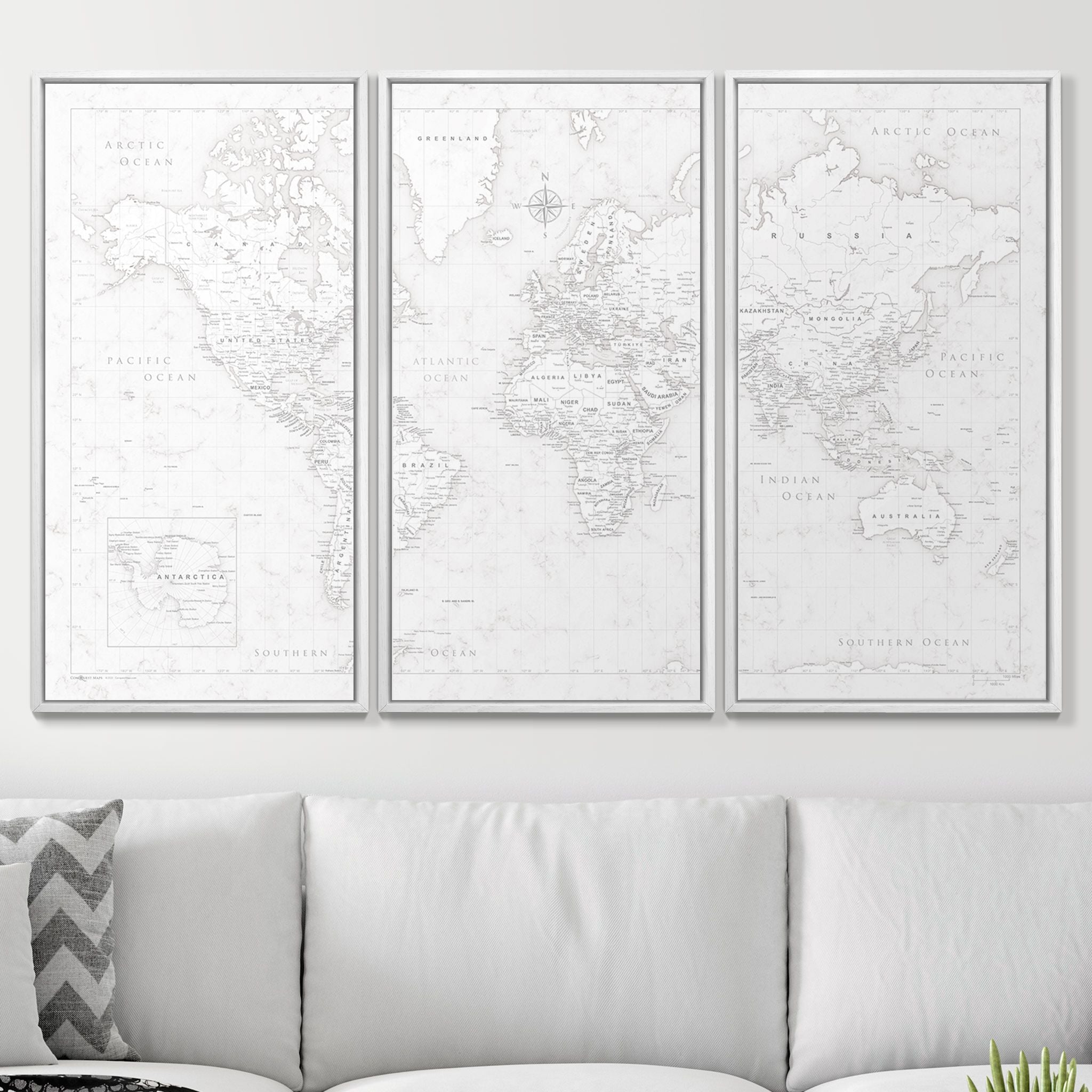 Push Pin World Map (Pin Board) - Classic Marble CM Pin Board