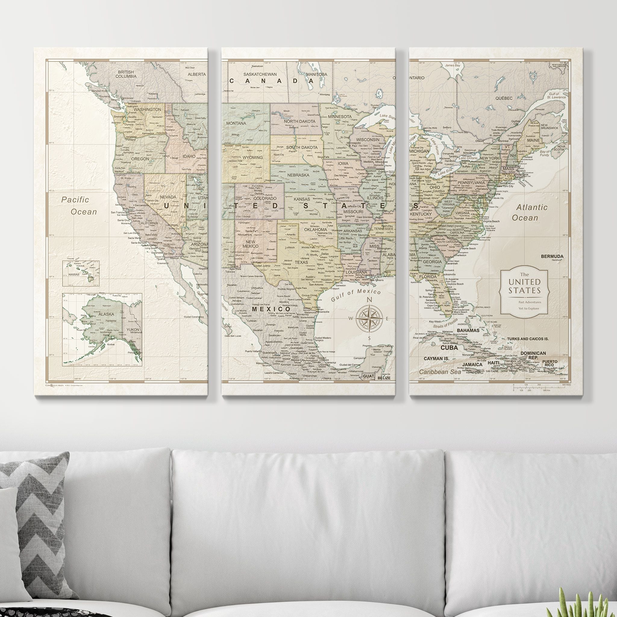 Push Pin USA Map (Pin Board) - Desert Sunrise - Overstock Sale CM Pin Board