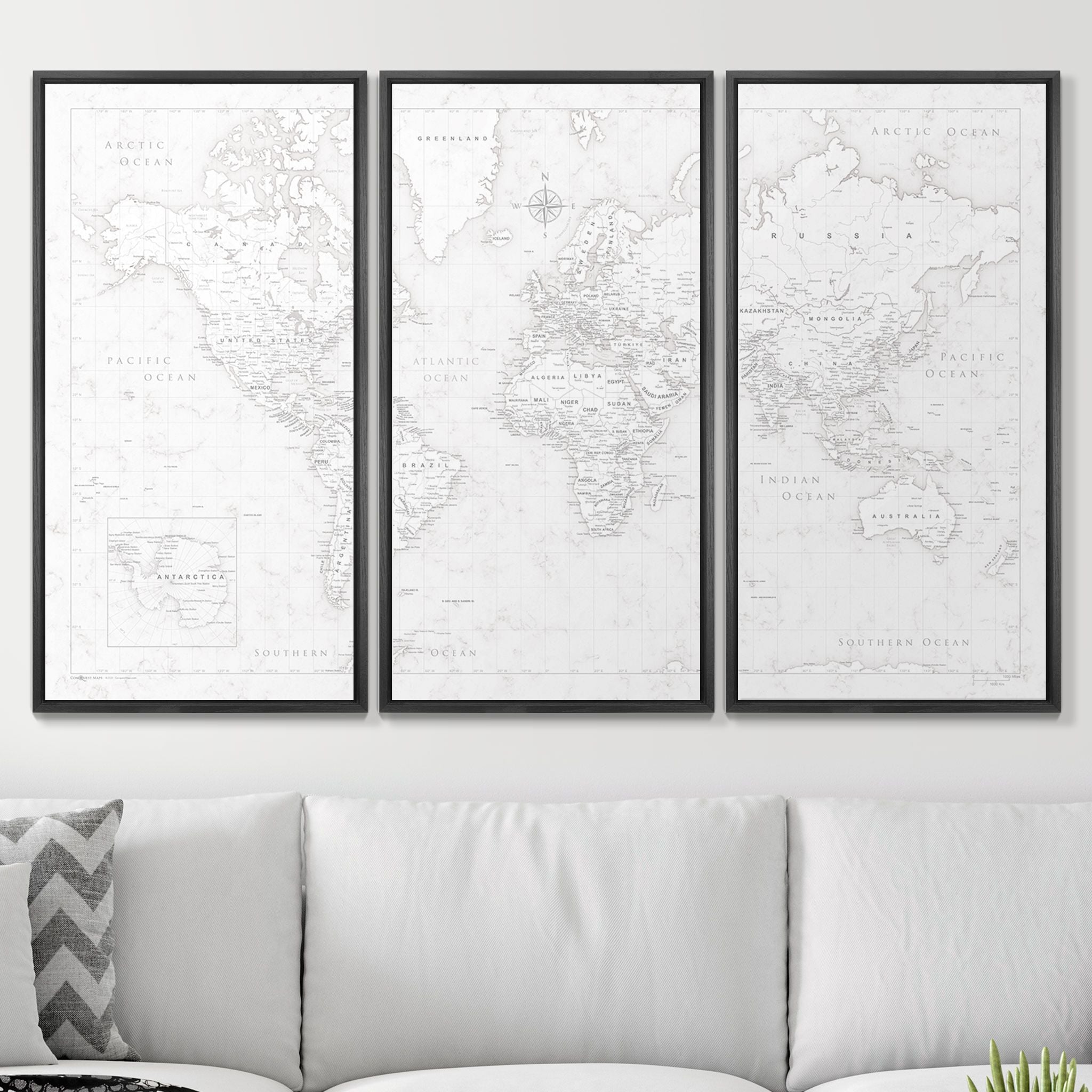 Push Pin World Map (Pin Board) - Classic Marble CM Pin Board