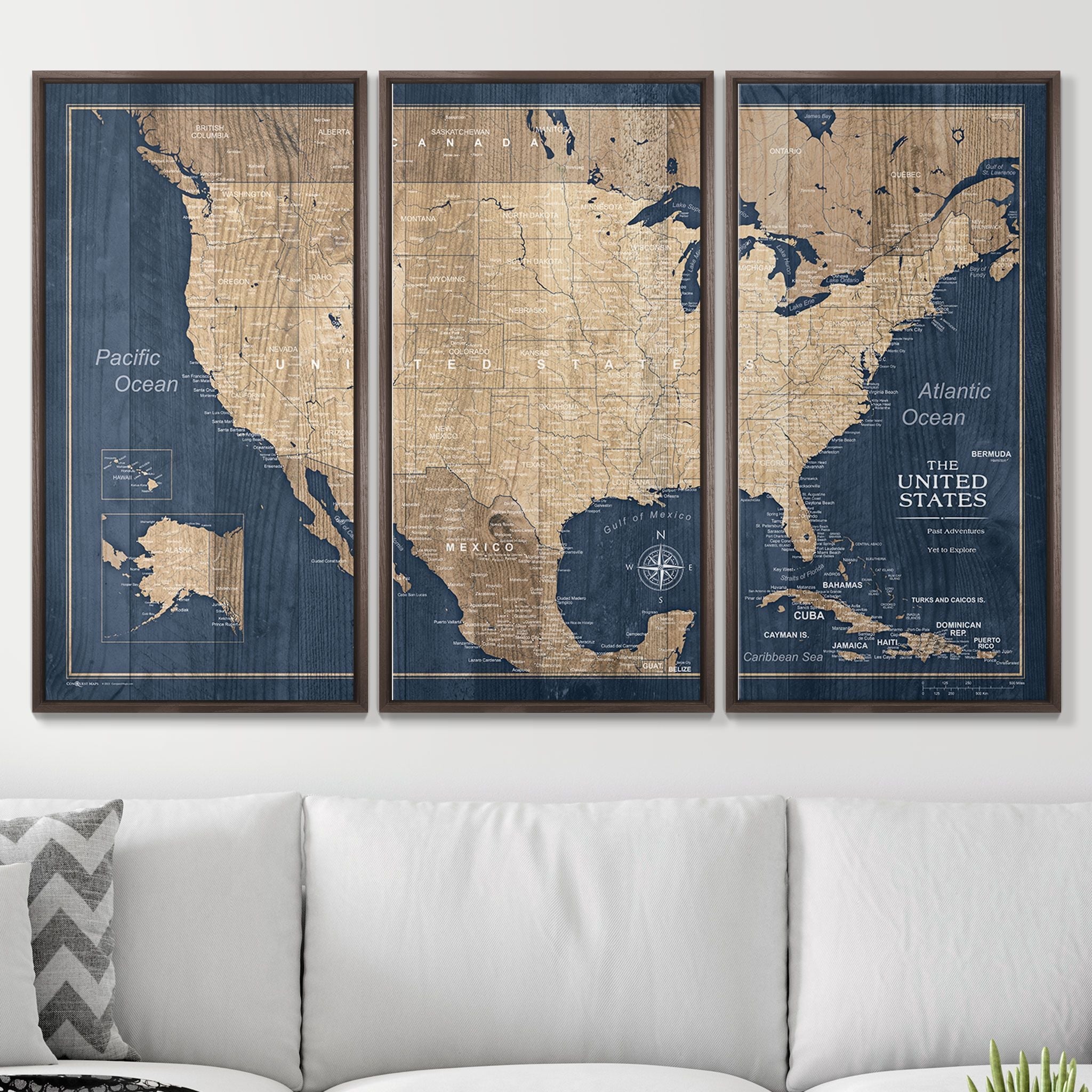 Push Pin USA Map (Pin Board) - Deep-Sea Drift - Overstock Sale! CM Pin Board