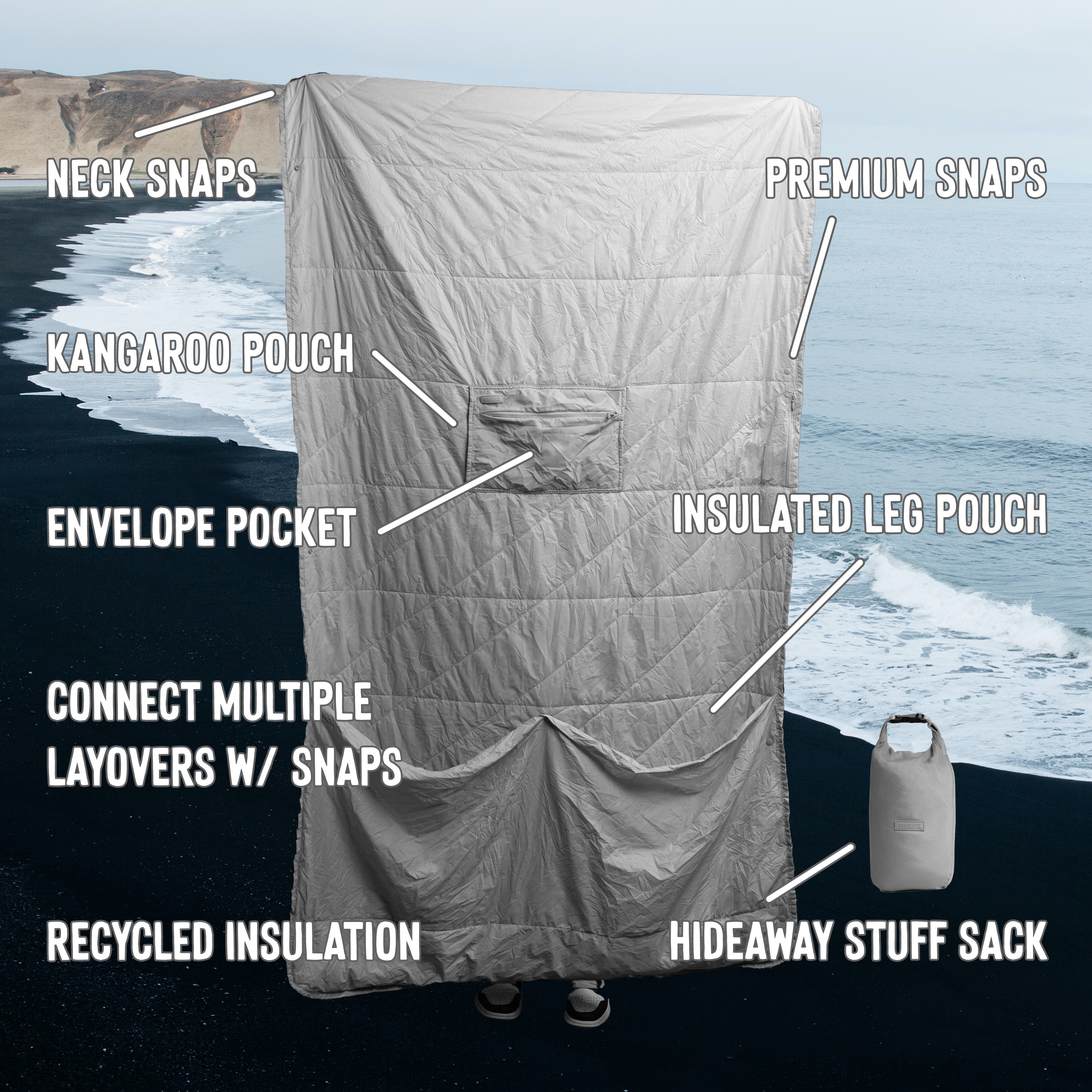 Layover™ Travel Blanket - Packable & Puffy | Gray Gravel