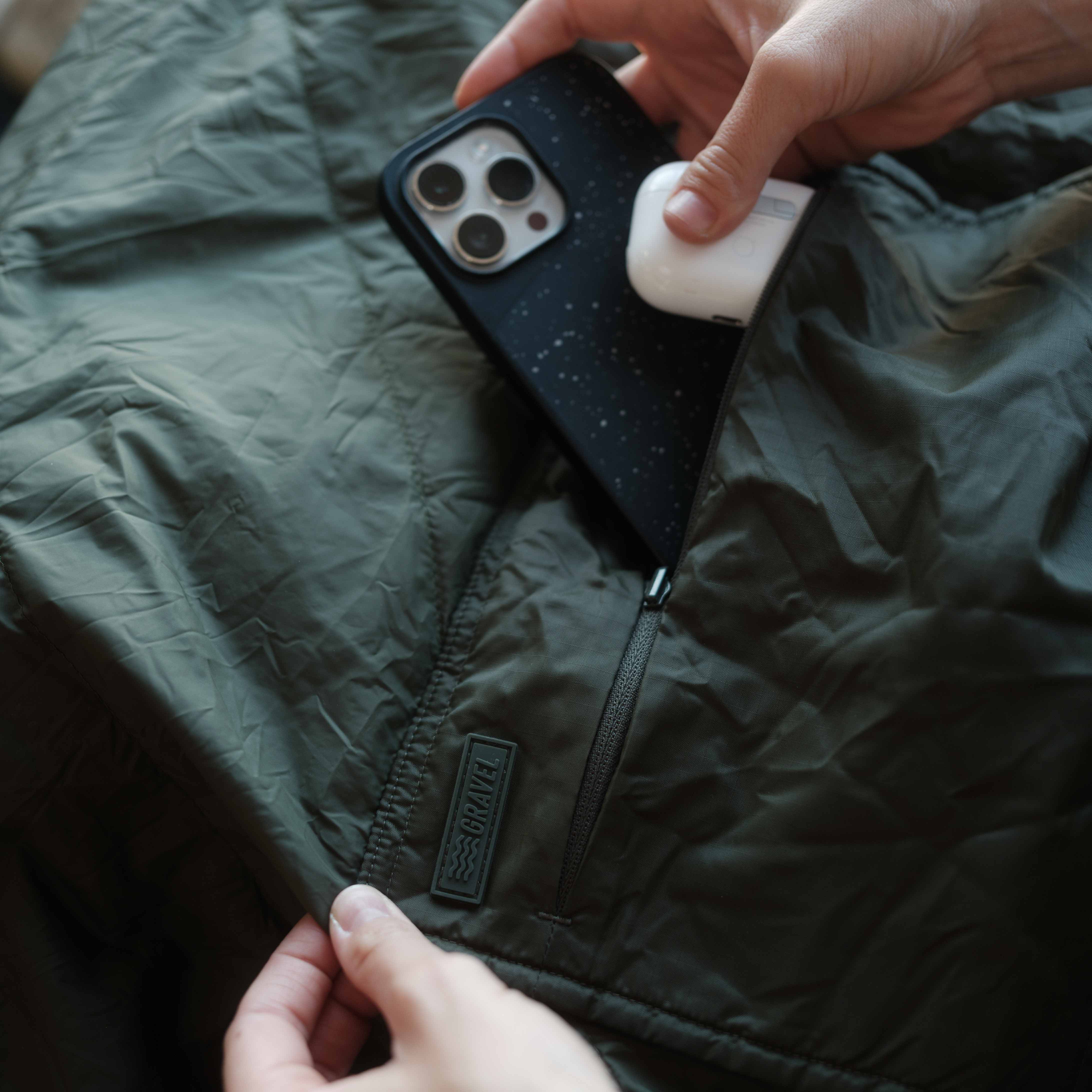 Layover™ Travel Blanket - Packable & Puffy | Spruce Gravel