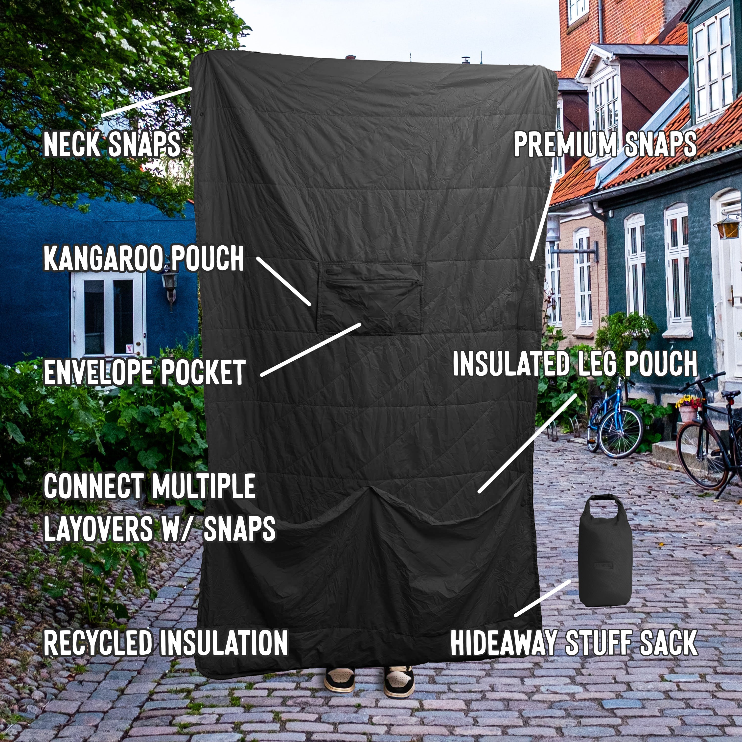 Layover™ XL Travel Blanket - Packable & Puffy | Black Gravel