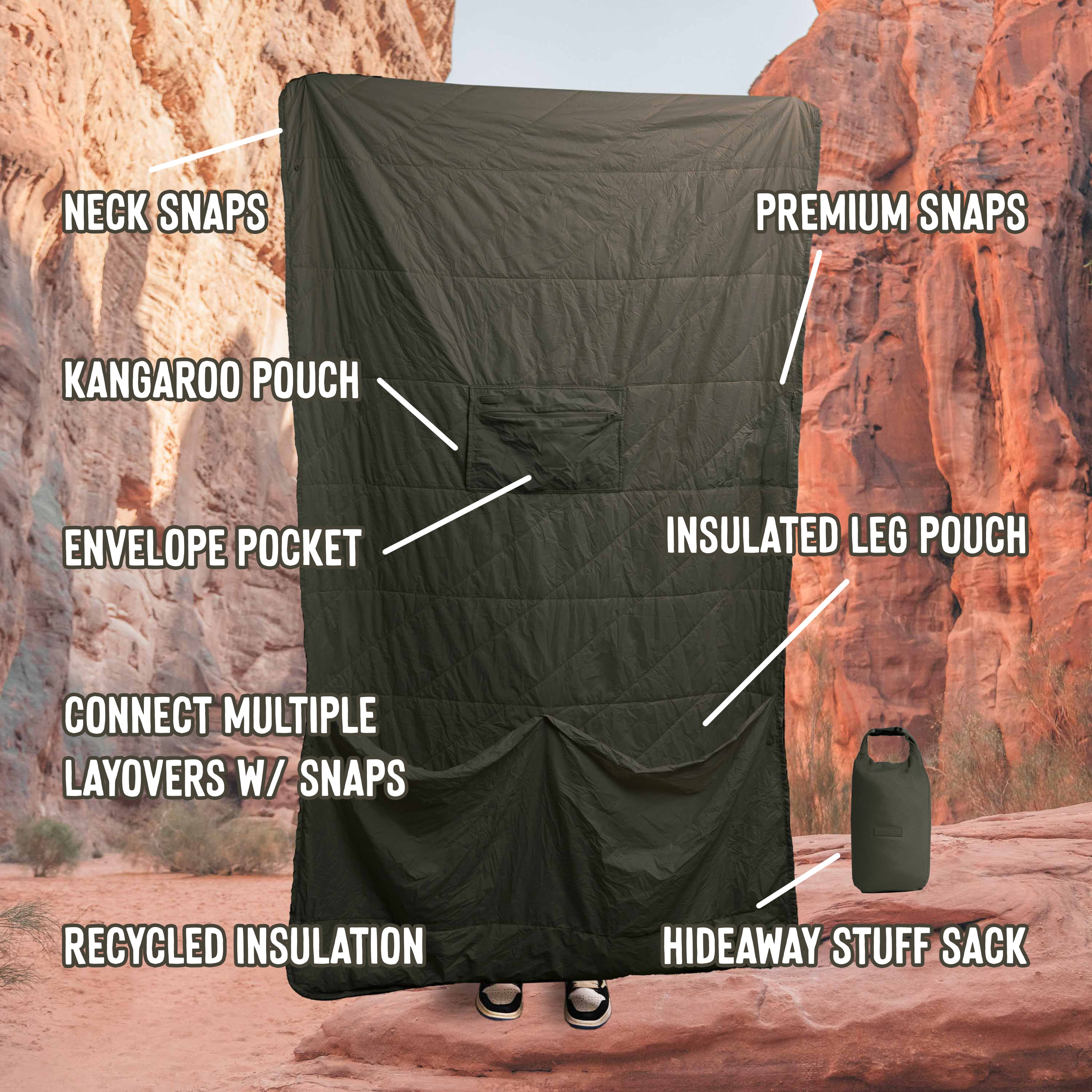Layover™ XL Travel Blanket - Packable & Puffy | Spruce Gravel
