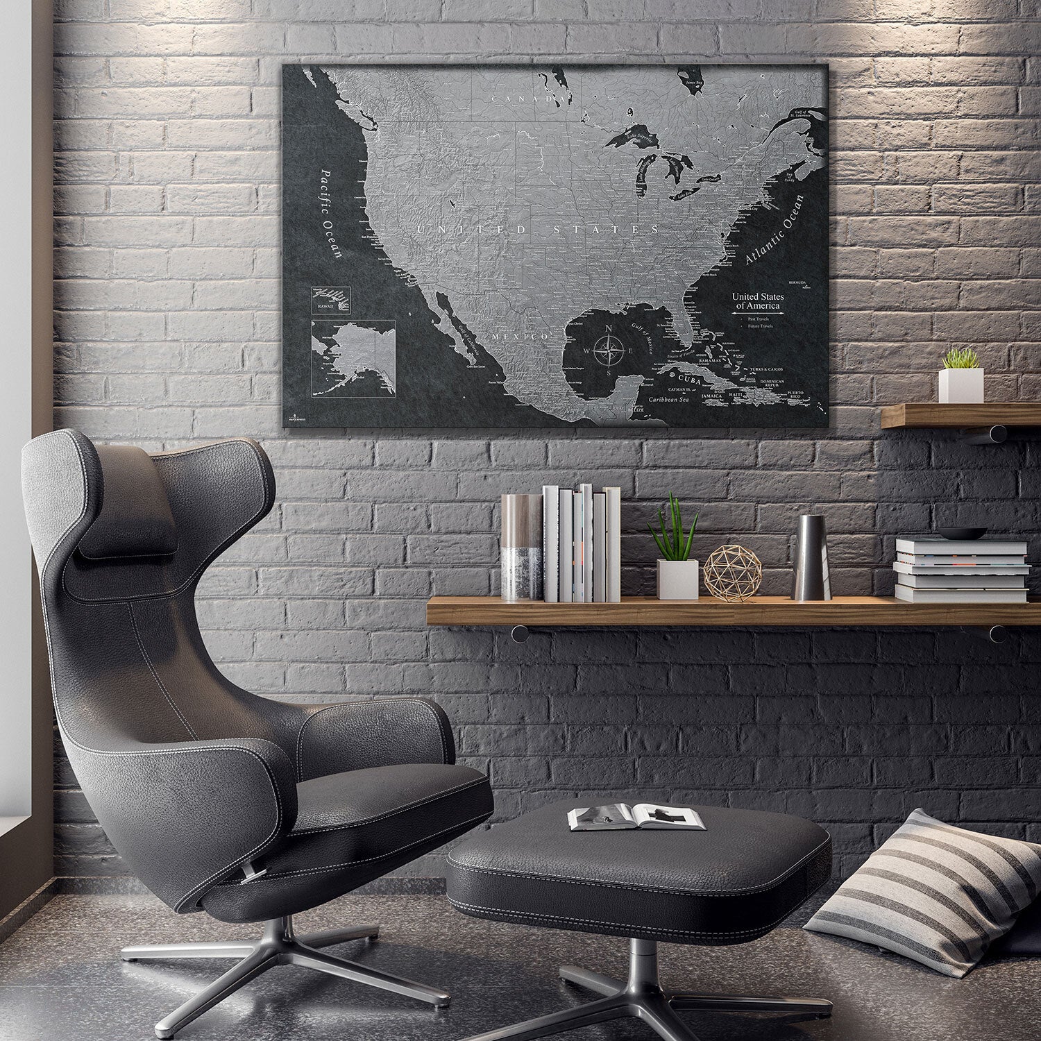 Push Pin USA Map (Pin Board) - The Night Voyager - Essentials Collection