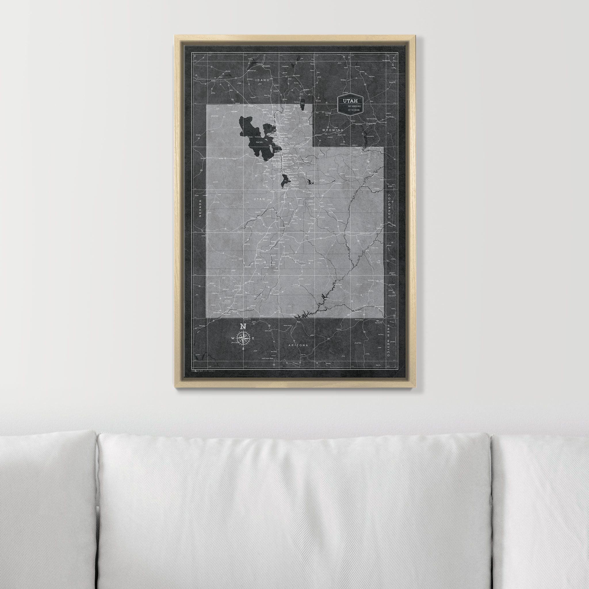 Push Pin Utah Map (Pin Board) - Modern Slate CM Pin Board