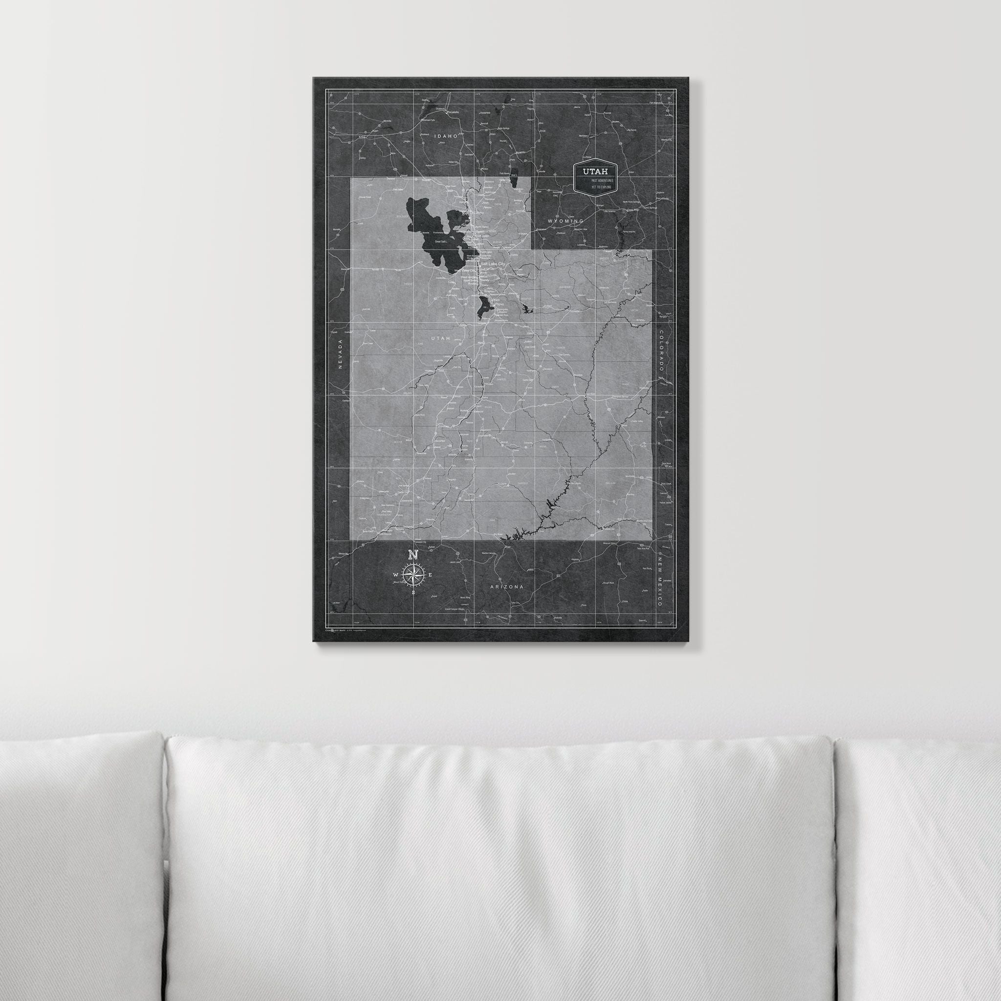 Push Pin Utah Map (Pin Board) - Modern Slate CM Pin Board
