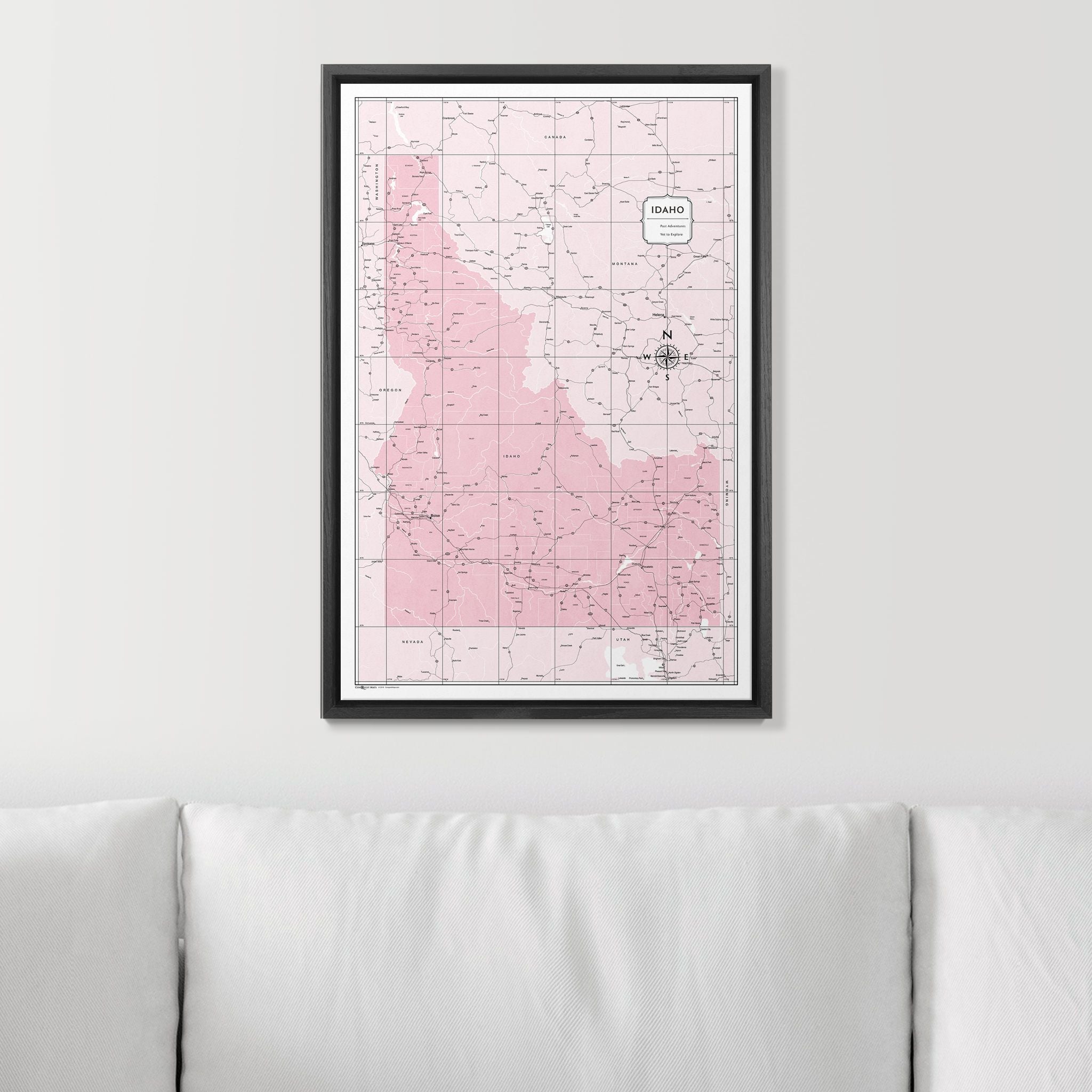 Push Pin Idaho Map (Pin Board) - Pink Color Splash CM Pin Board