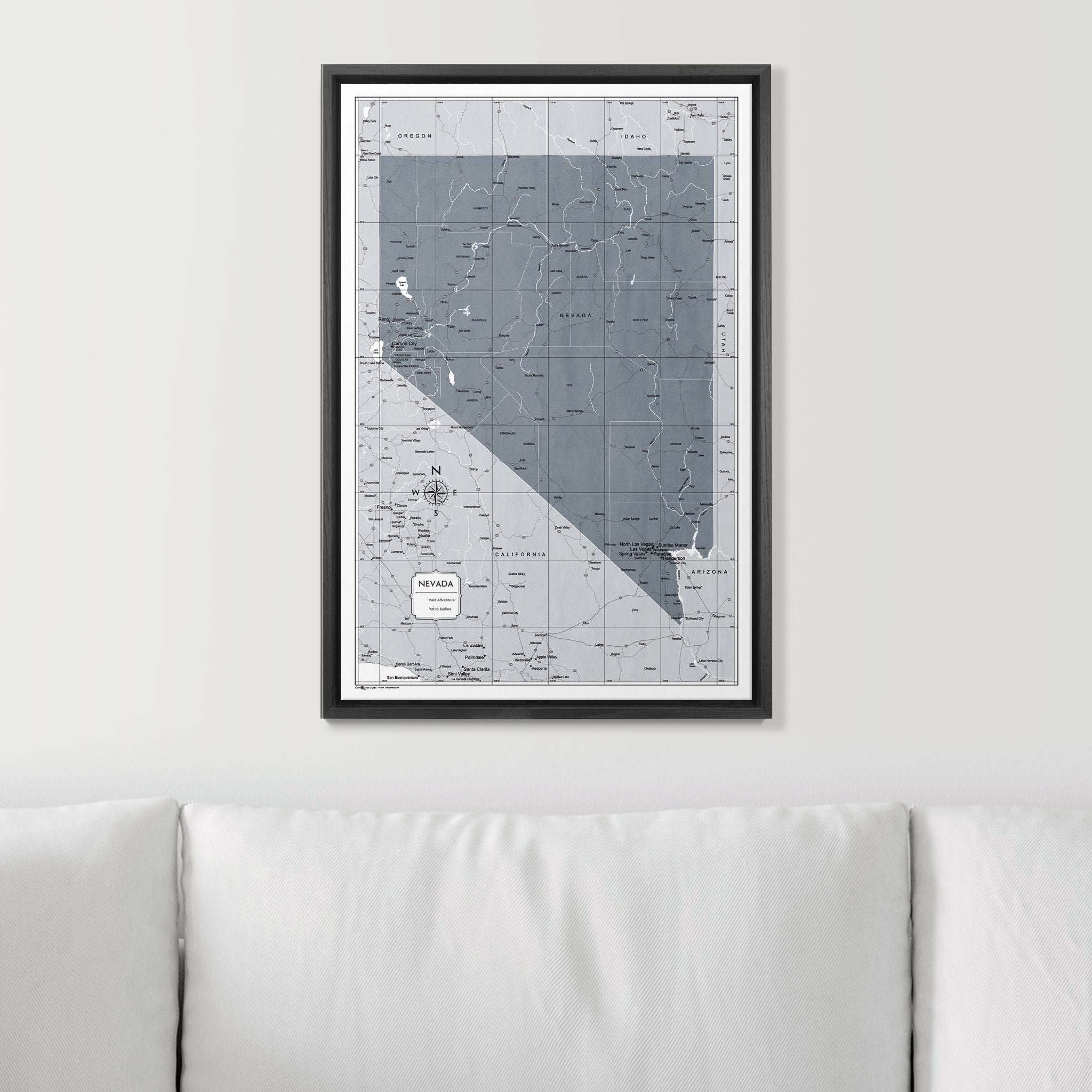 Push Pin Nevada Map (Pin Board) - Dark Gray Color Splash CM Pin Board