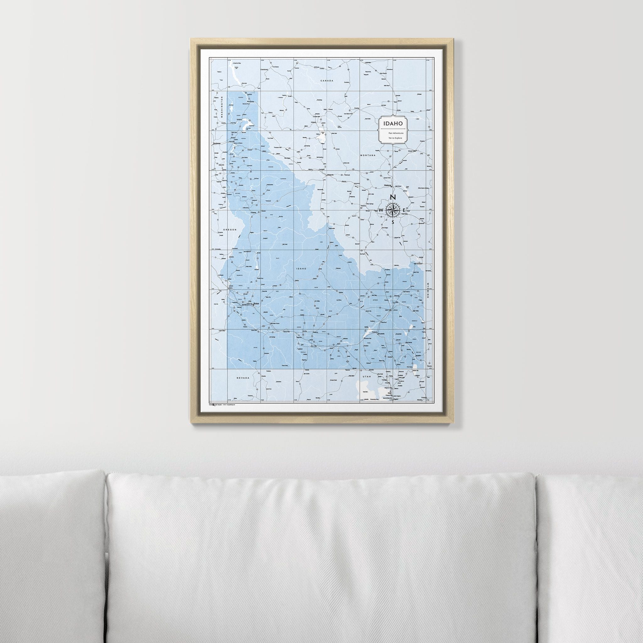 Push Pin Idaho Map (Pin Board) - Light Blue Color Splash CM Pin Board