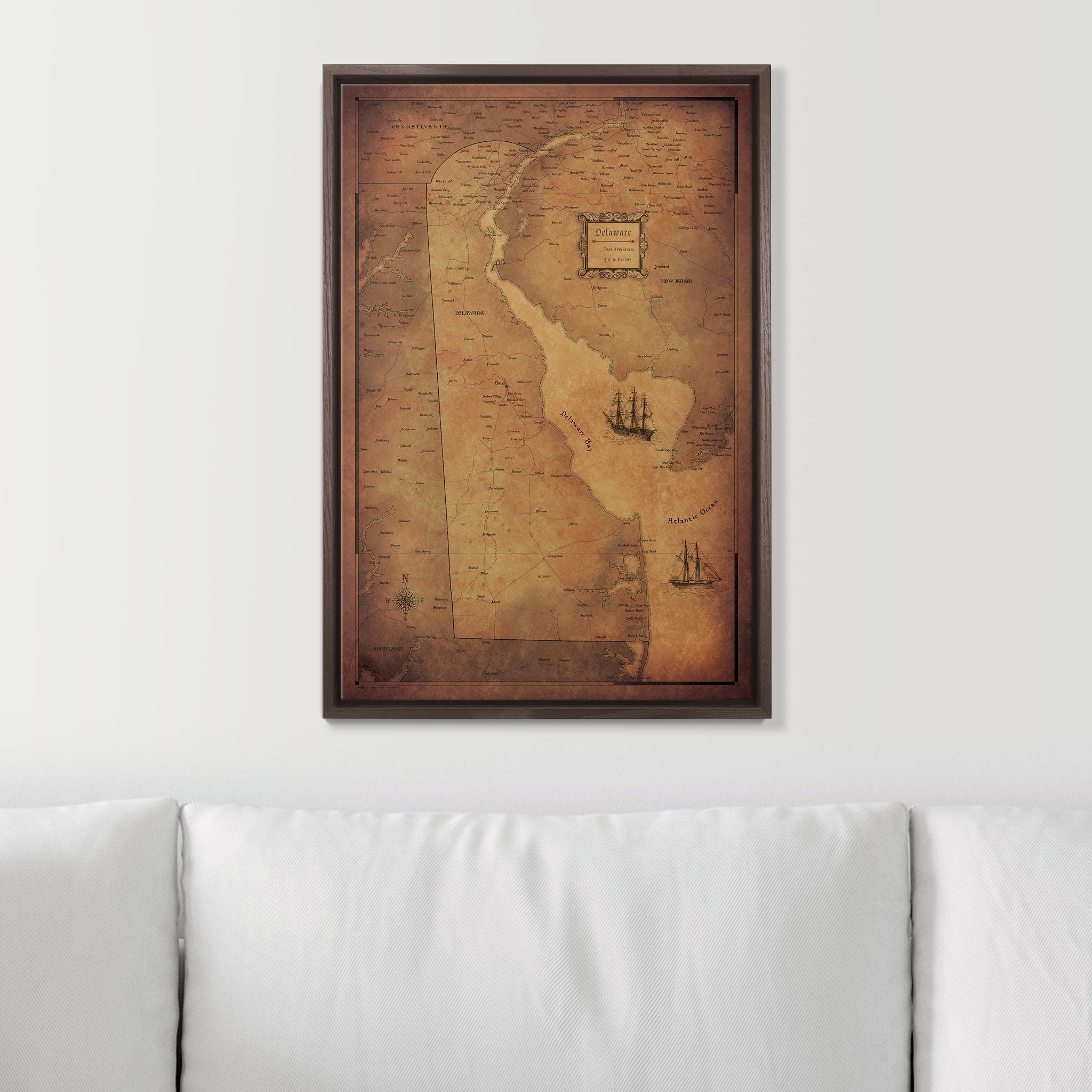 Push Pin Delaware Map (Pin Board) - Golden Aged CM Pin Board