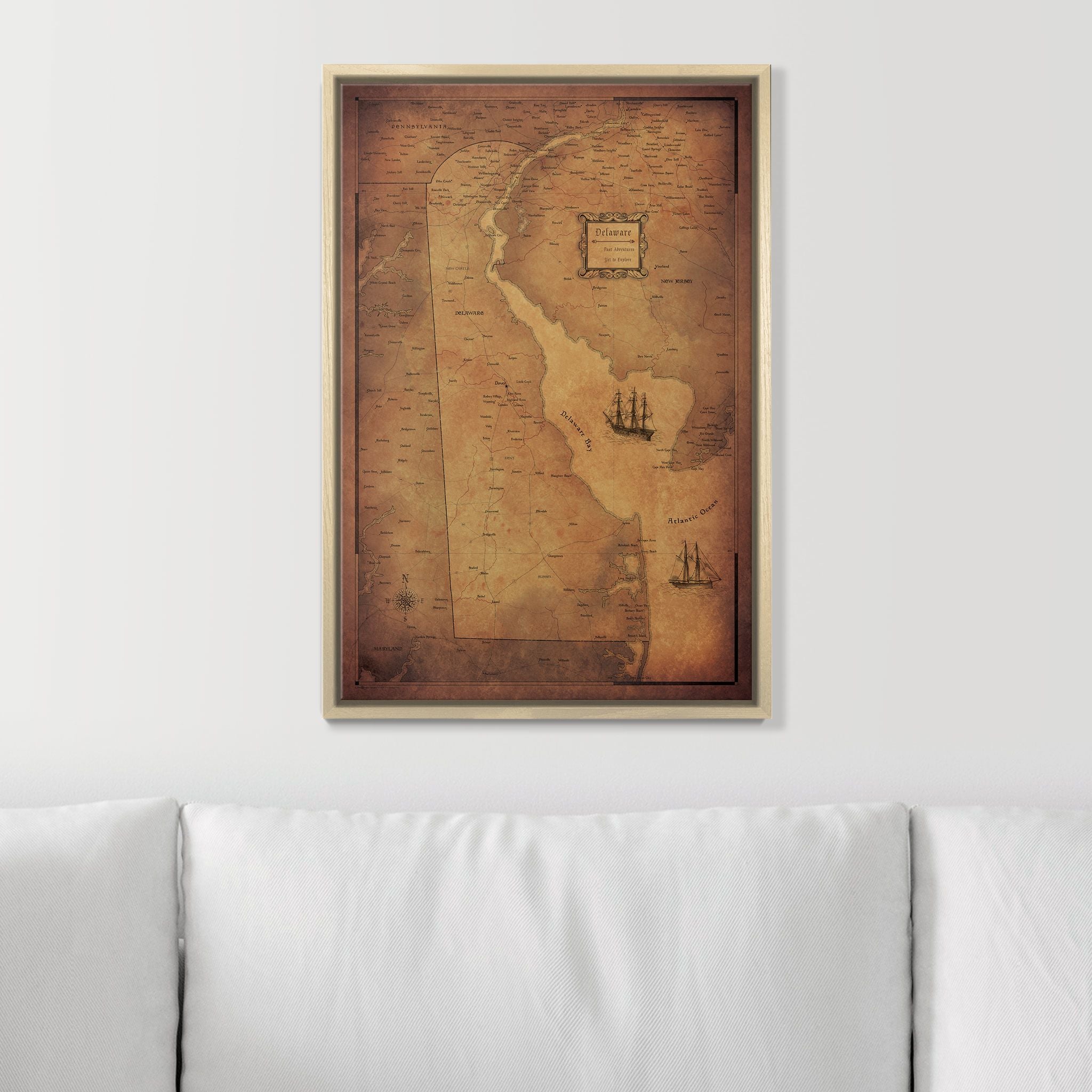 Push Pin Delaware Map (Pin Board) - Golden Aged CM Pin Board