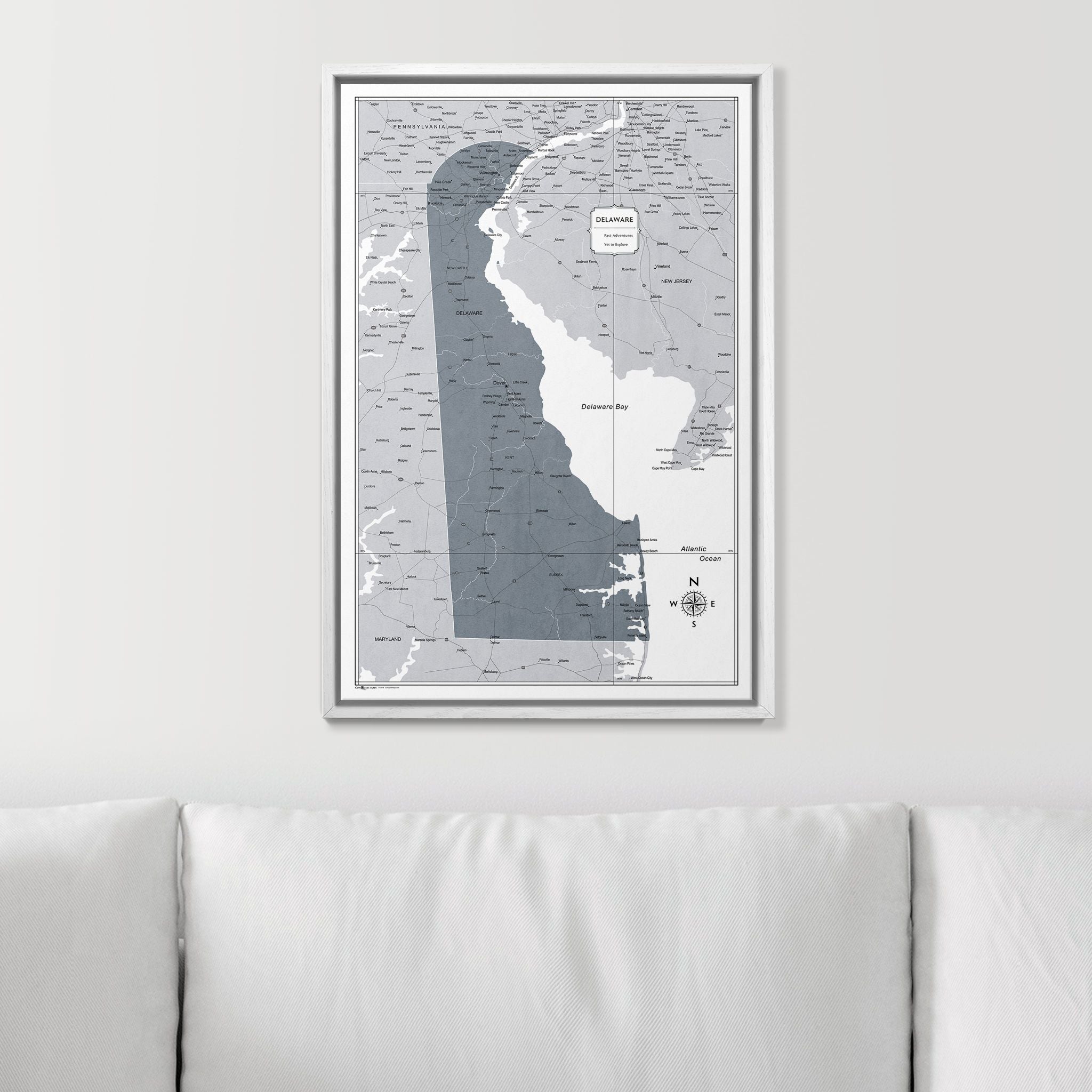 Push Pin Delaware Map (Pin Board) - Dark Gray Color Splash CM Pin Board