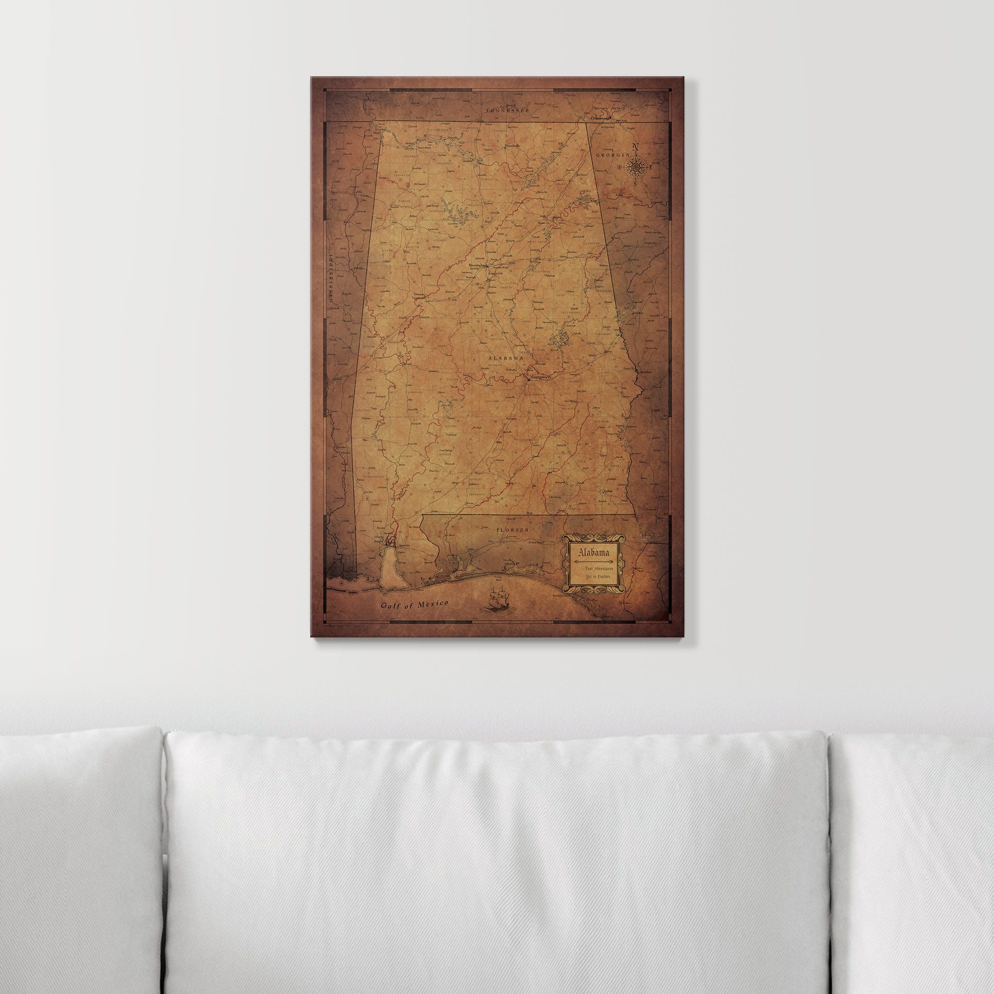 Push Pin Alabama Map (Pin Board) - Golden Aged CM Pin Board