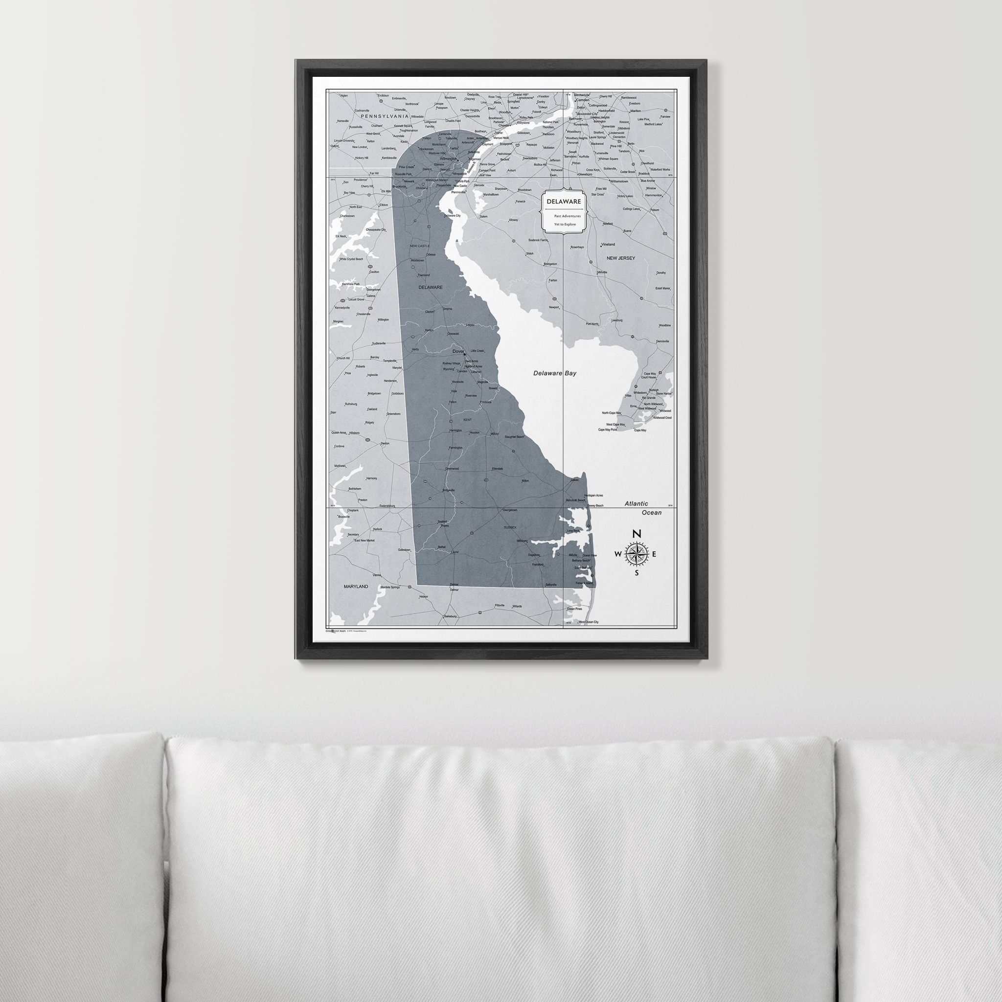 Push Pin Delaware Map (Pin Board) - Dark Gray Color Splash CM Pin Board