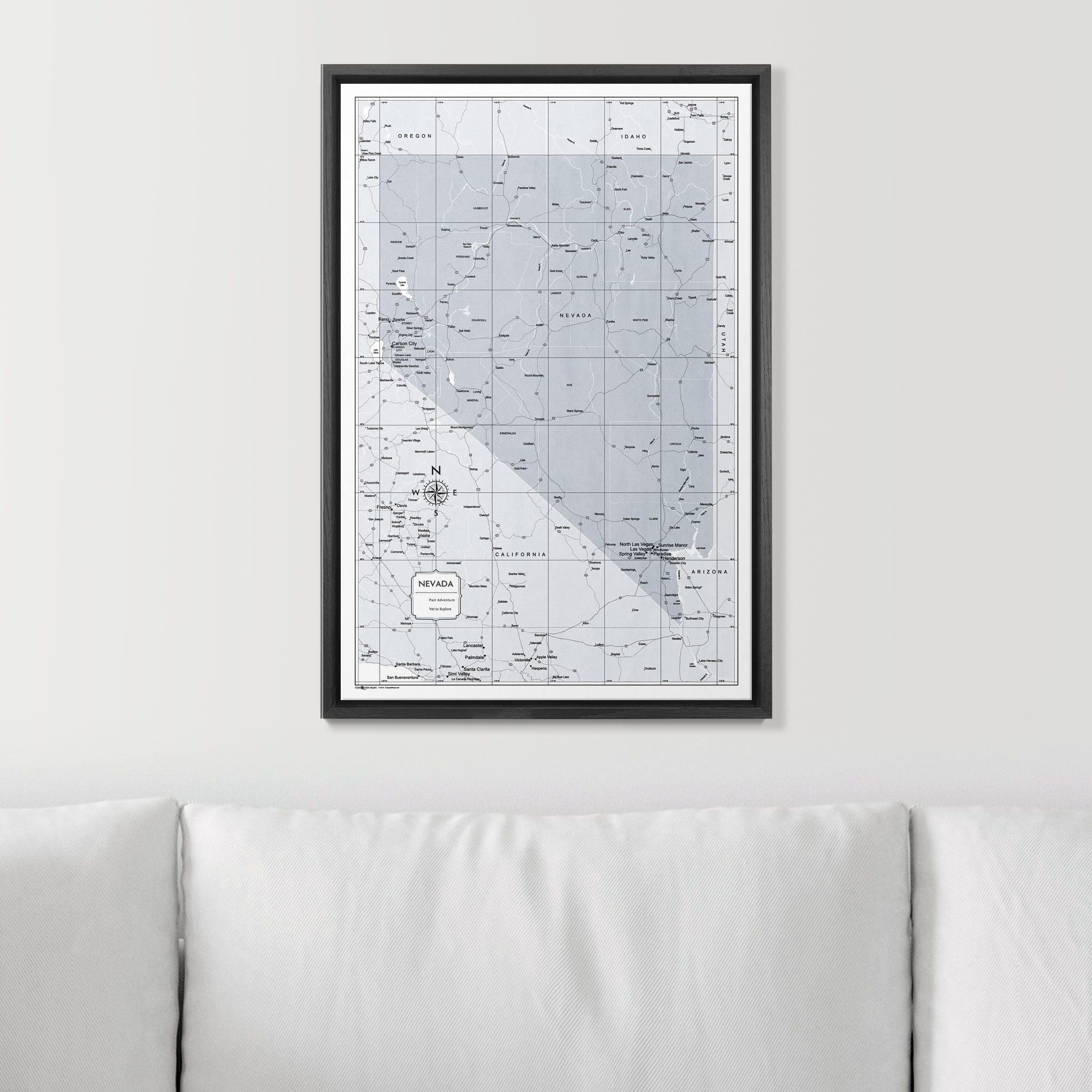 Push Pin Nevada Map (Pin Board) - Light Gray Color Splash CM Pin Board