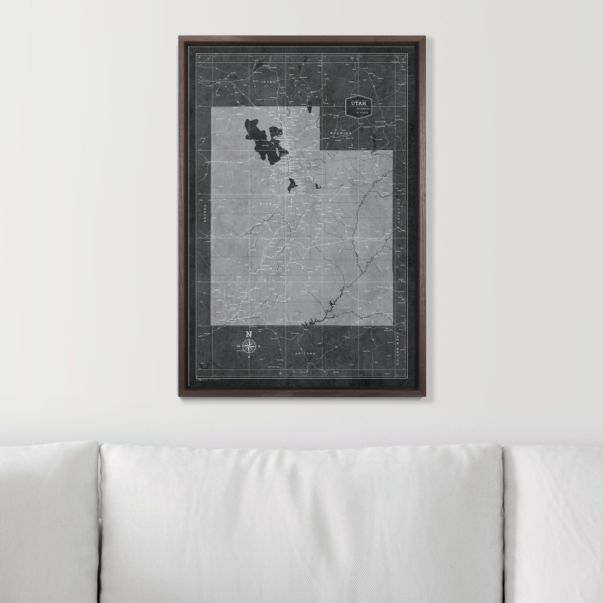 Push Pin Utah Map (Pin Board) - Modern Slate CM Pin Board