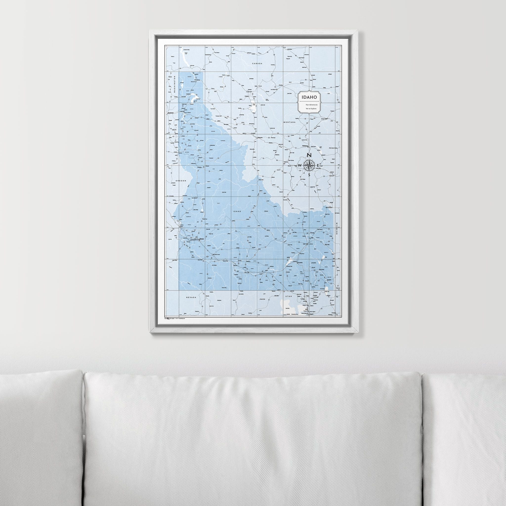 Push Pin Idaho Map (Pin Board) - Light Blue Color Splash CM Pin Board