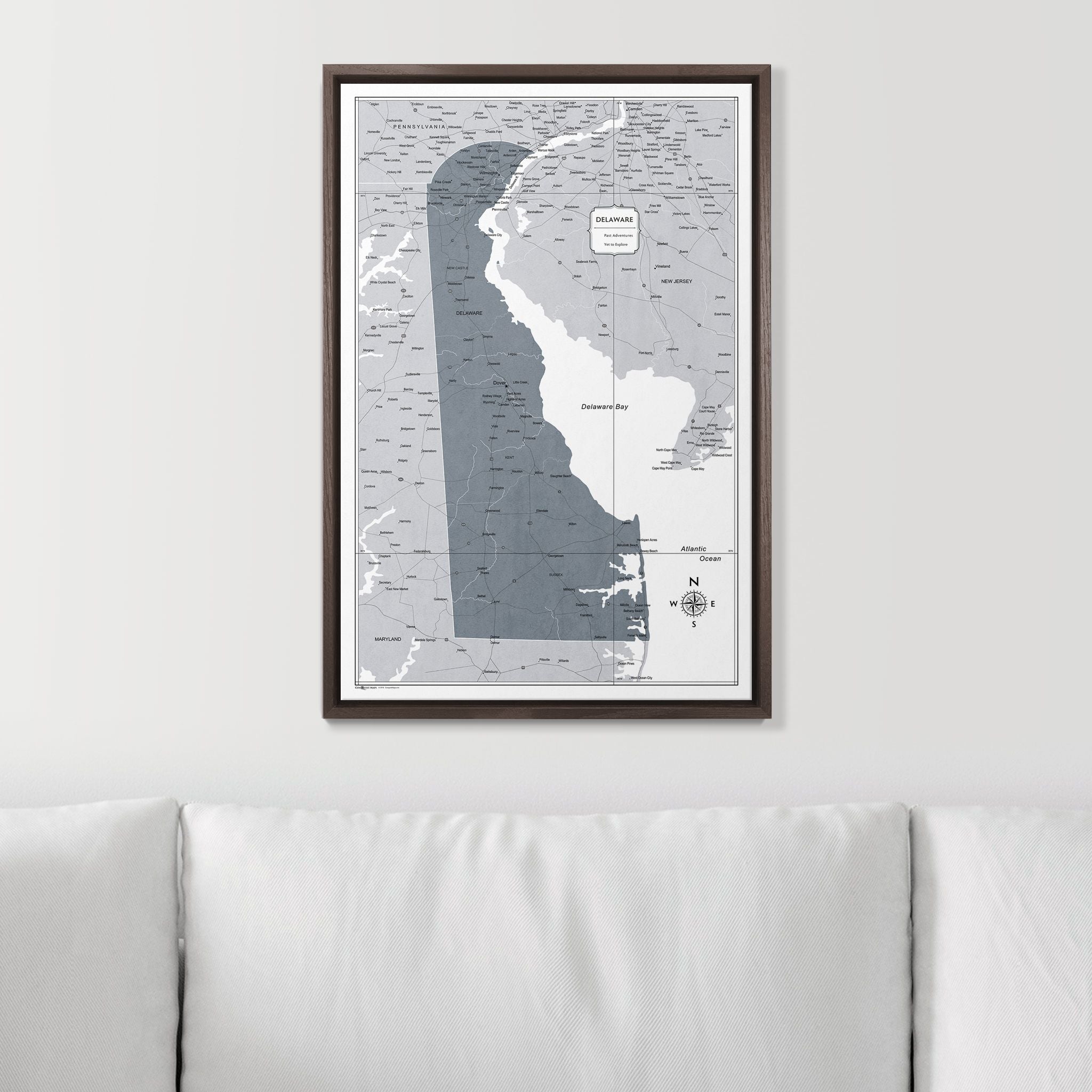 Push Pin Delaware Map (Pin Board) - Dark Gray Color Splash CM Pin Board