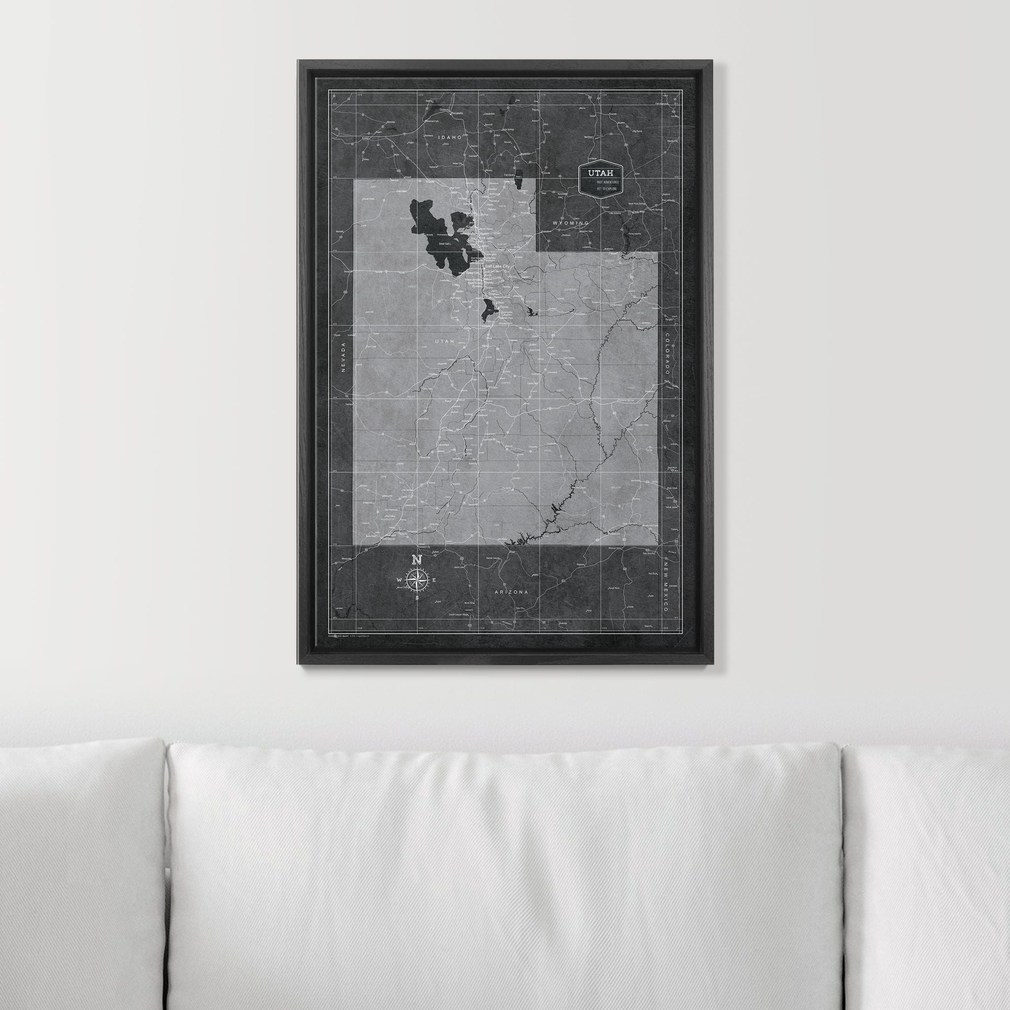 Push Pin Utah Map (Pin Board) - Modern Slate CM Pin Board