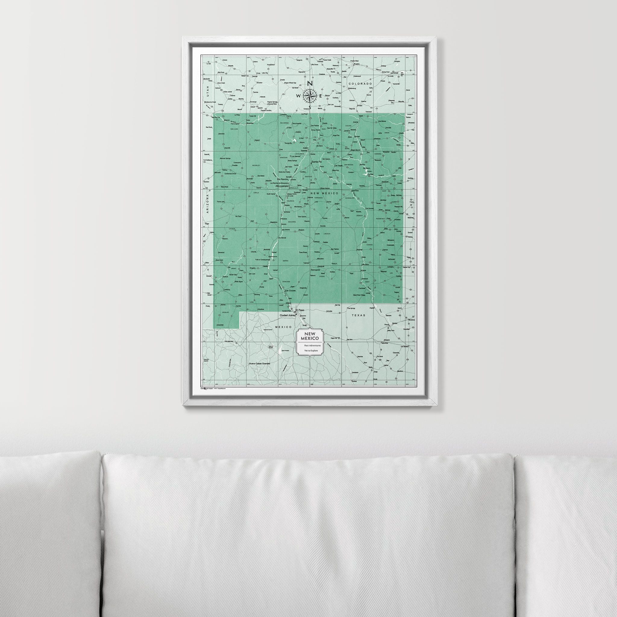 Push Pin New Mexico Map (Pin Board) - Green Color Splash CM Pin Board