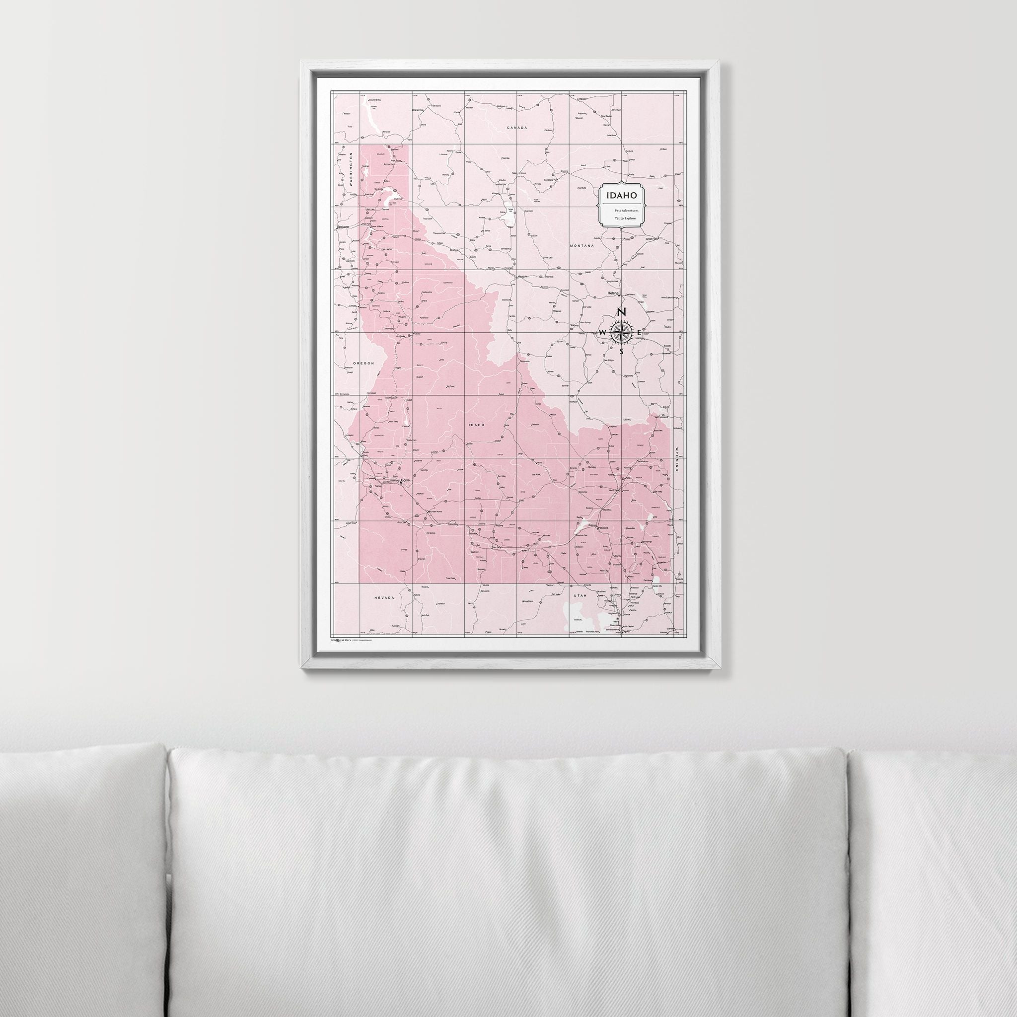 Push Pin Idaho Map (Pin Board) - Pink Color Splash CM Pin Board