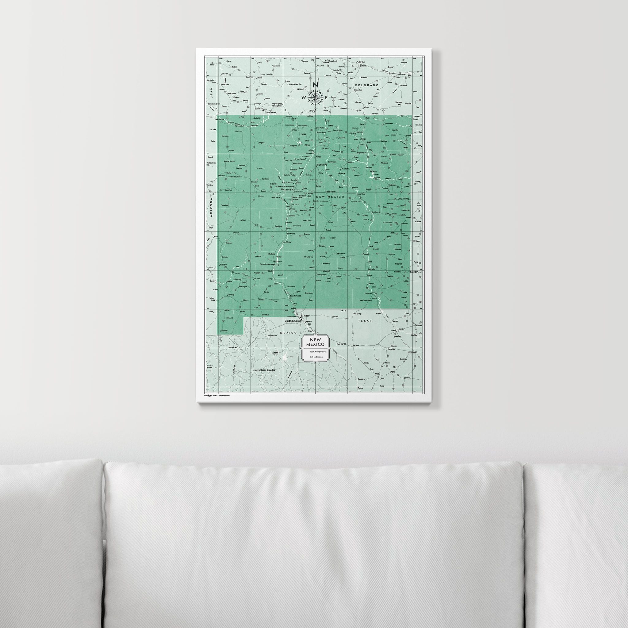 Push Pin New Mexico Map (Pin Board) - Green Color Splash CM Pin Board