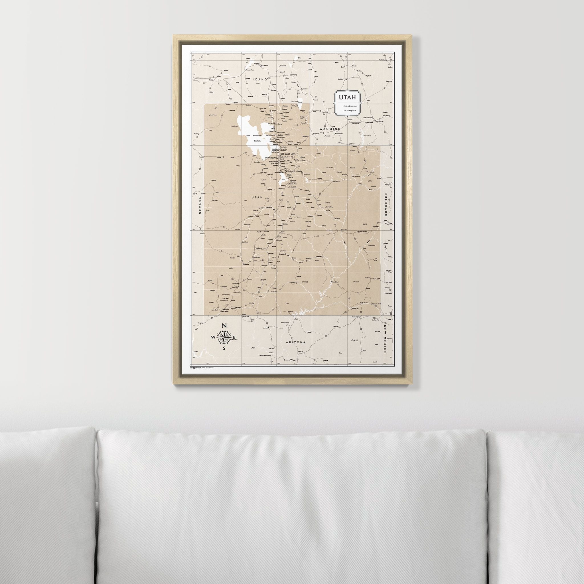 Push Pin Utah Map (Pin Board) - Light Brown Color Splash CM Pin Board