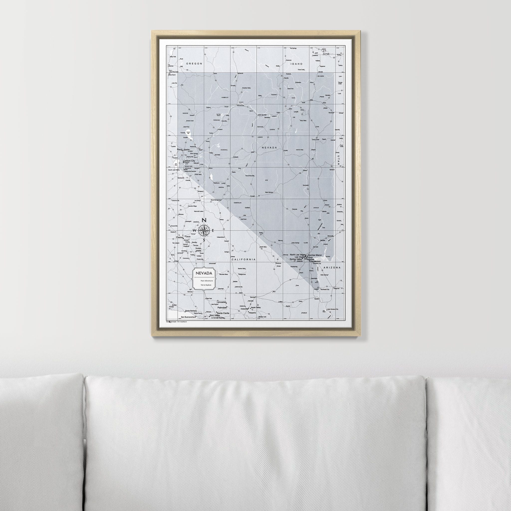 Push Pin Nevada Map (Pin Board) - Light Gray Color Splash CM Pin Board