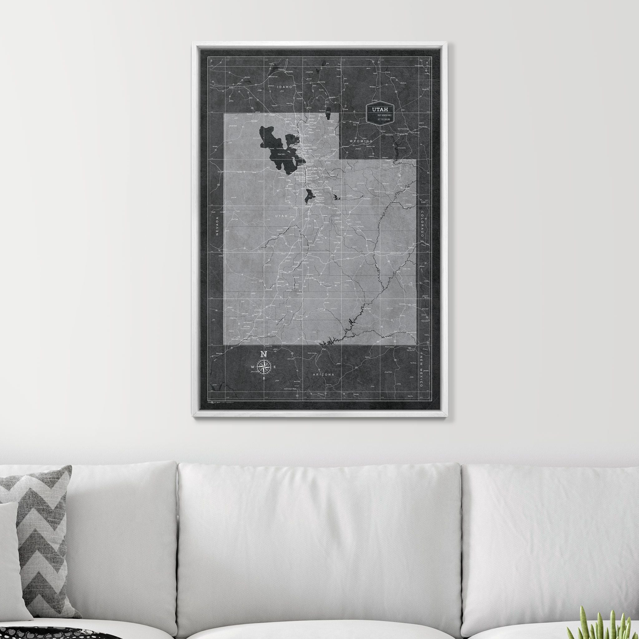 Push Pin Utah Map (Pin Board) - Modern Slate CM Pin Board