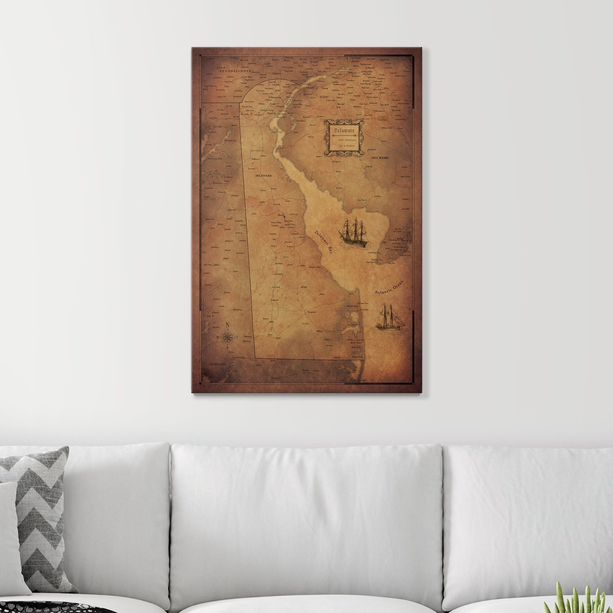 Push Pin Delaware Map (Pin Board) - Golden Aged CM Pin Board